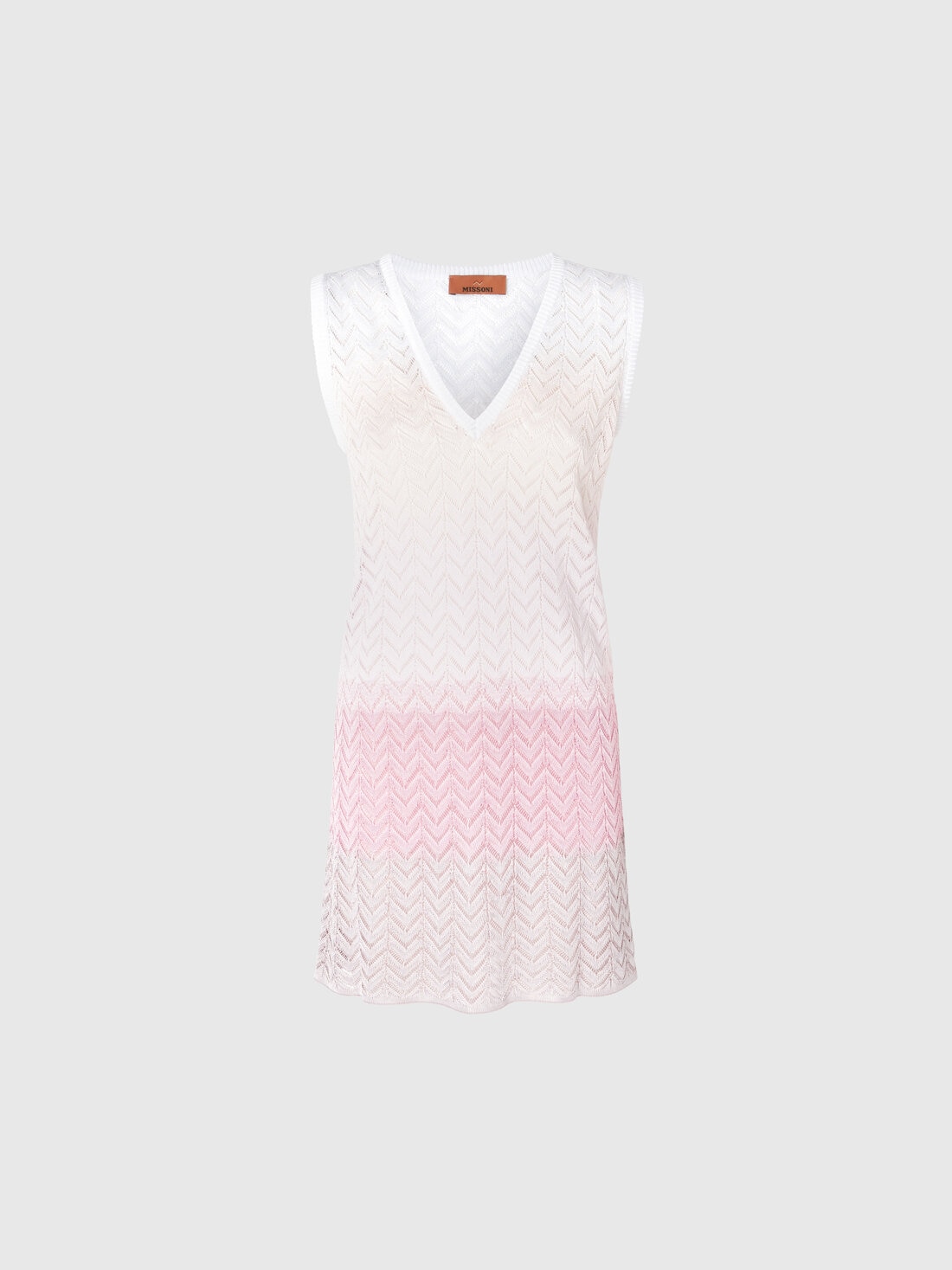 Gradient chevron viscose V-neck mini-dress, Multicoloured  - DS25SG0VBK044XSM9MF - 0