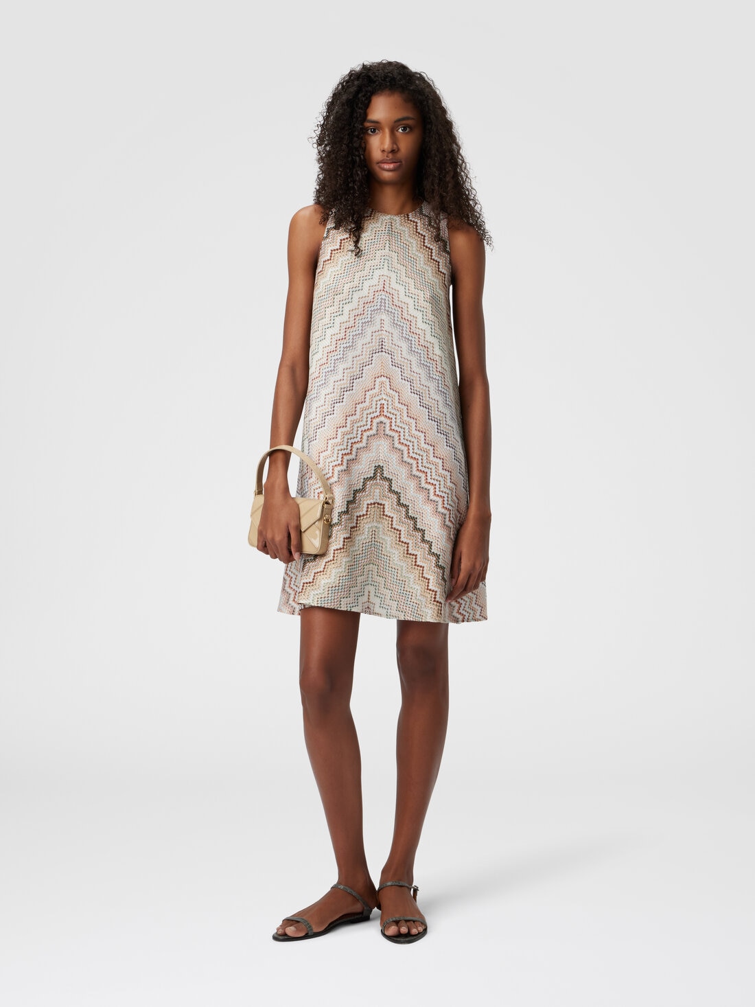 Mini-abito in viscosa zig zag dégradé, Multicolore  - 8053147229584 - 1