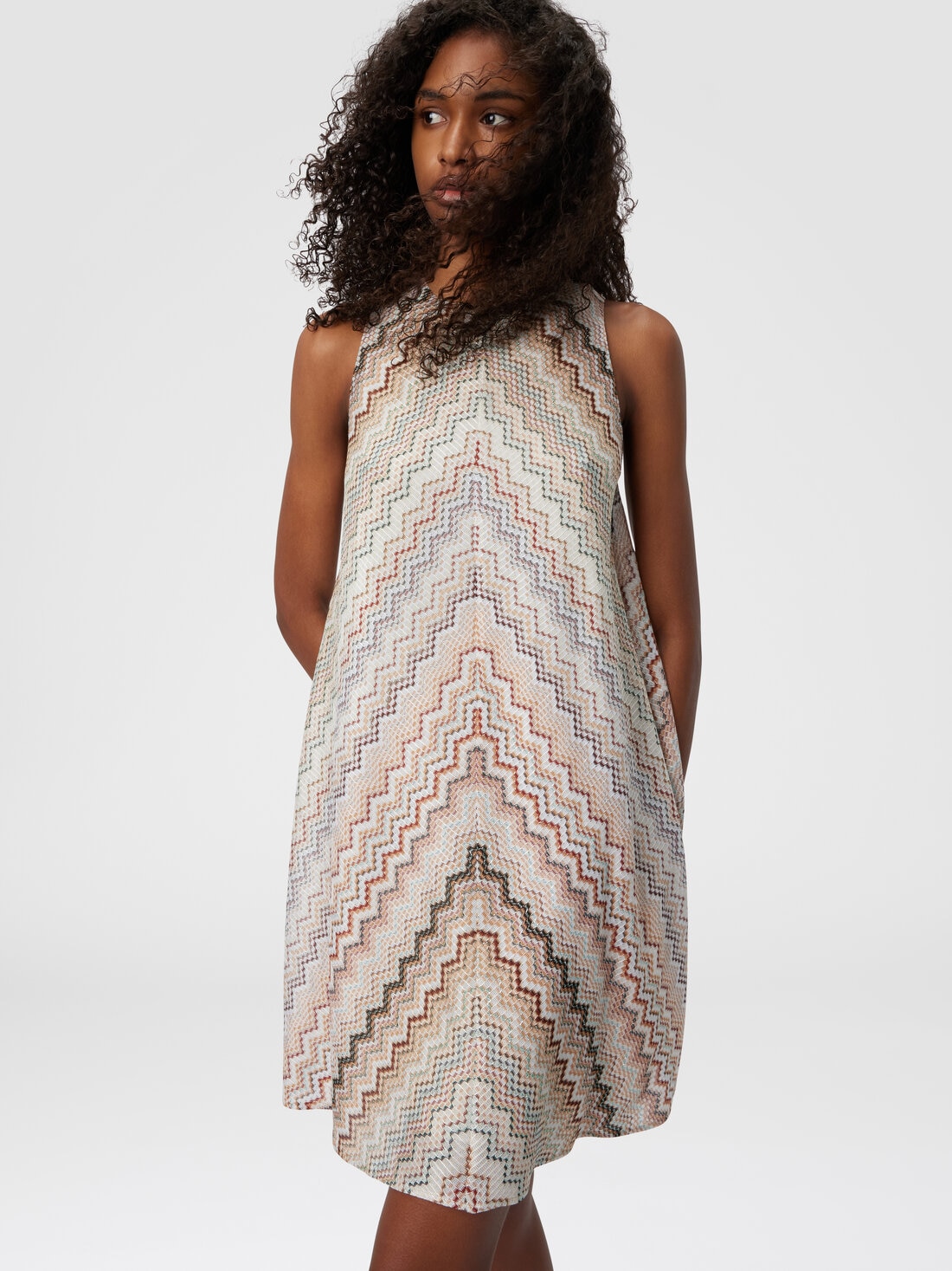 Mini-abito in viscosa zig zag dégradé, Multicolore  - 8053147229584 - 4