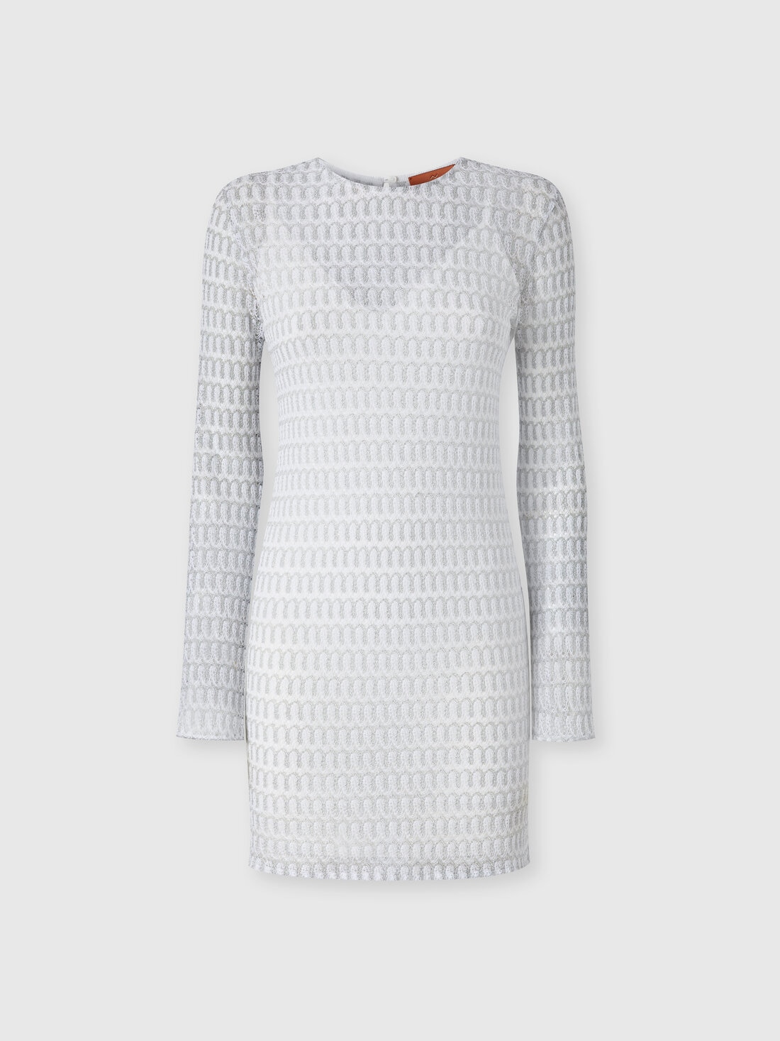 Mini-robe ras du cou en viscose motif dentelle, Argent - DS25SG1MBR010RS01FC - 0