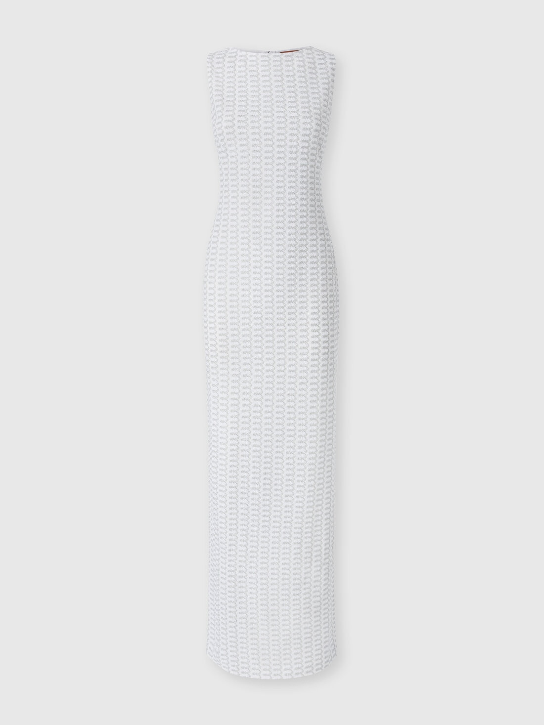 Robe longue sans manches en viscose lamée avec motif dentelle, Argent - DS25SG1NBR010RS01FC - 0