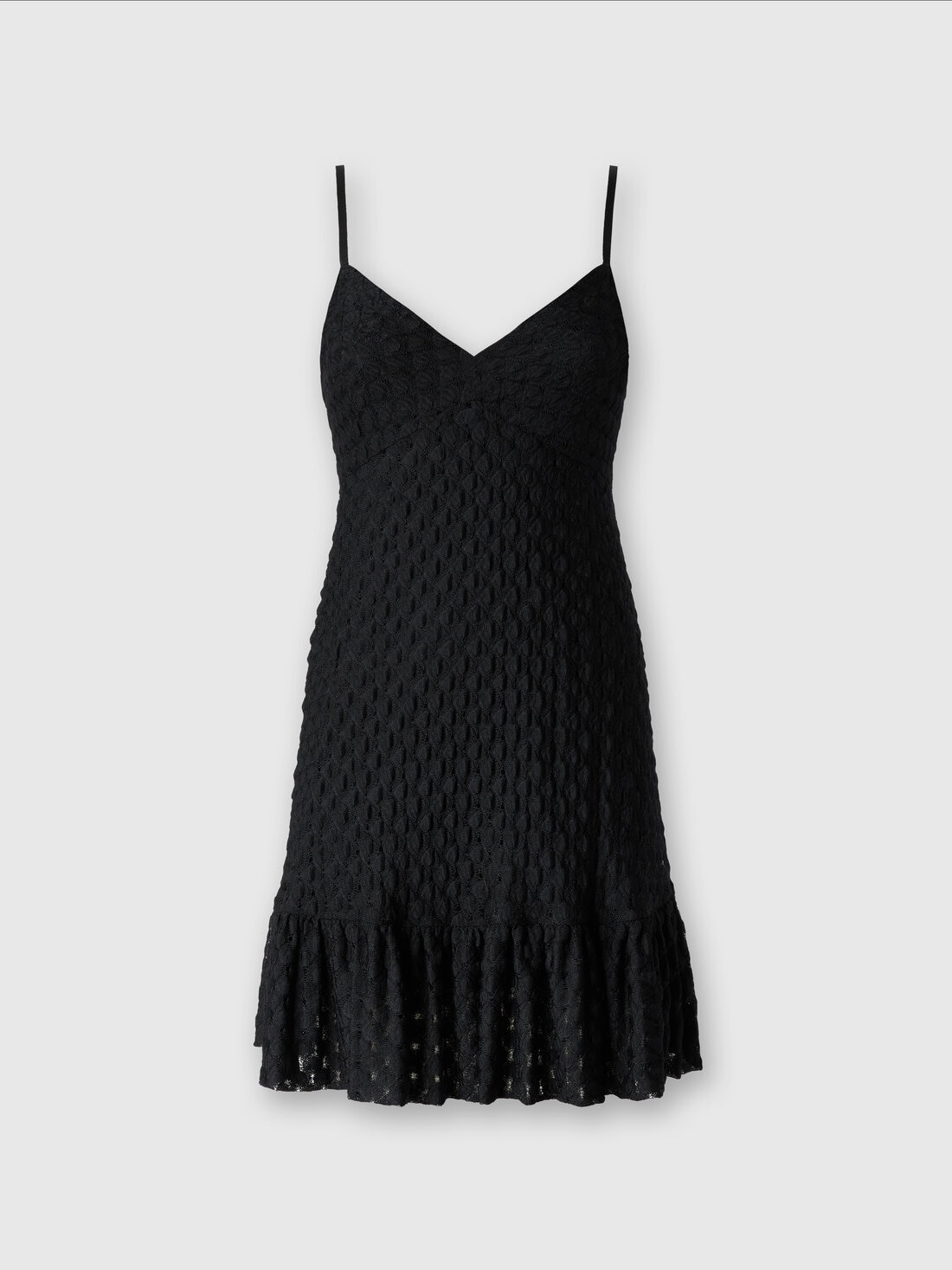Robe courte sans manches avec jupe à volants en dentelle, Noir - DS25SG3UBR013J93911 - 0