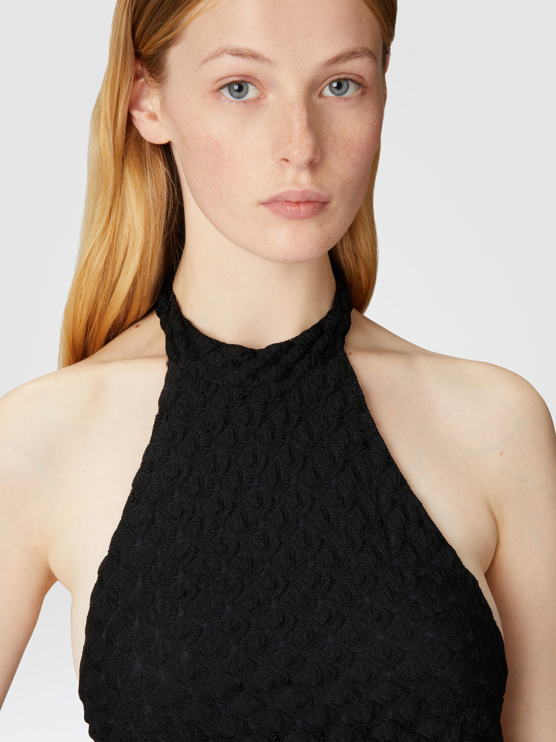 Abito midi con scollo all’americana, Nero - DS25SG3ZBR013J93911 - 4