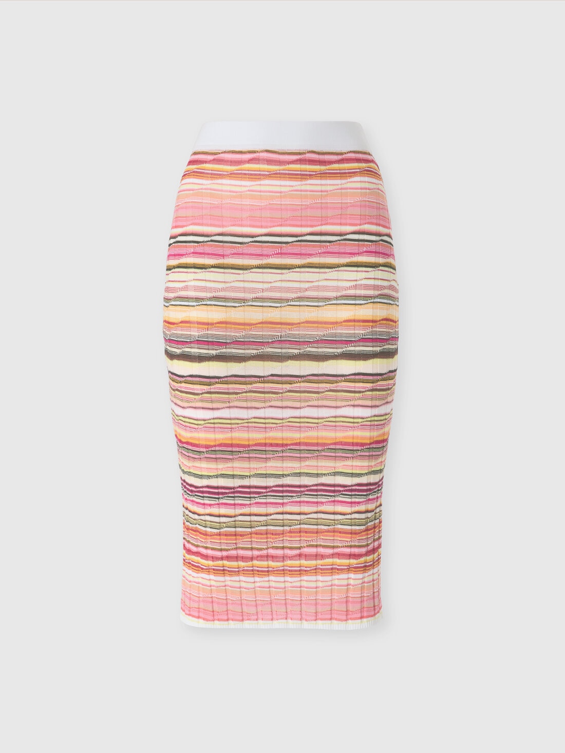 Gonna longuette a costine in cotone e viscosa a righe, Rosa   - DS25SH05BK041YSM9M7 - 0