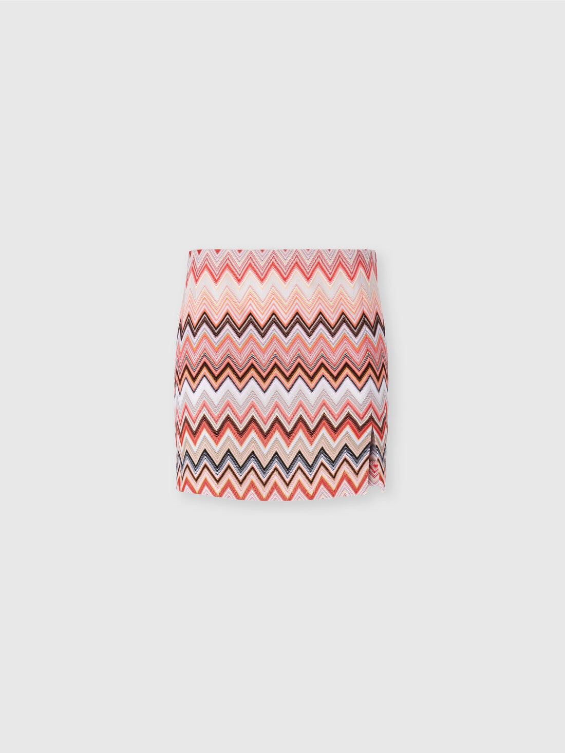 Minigonna in cotone e viscosa zig zag con spacchetto, Multicolore  - DS25SH0DBR00ZUSM9KX - 0