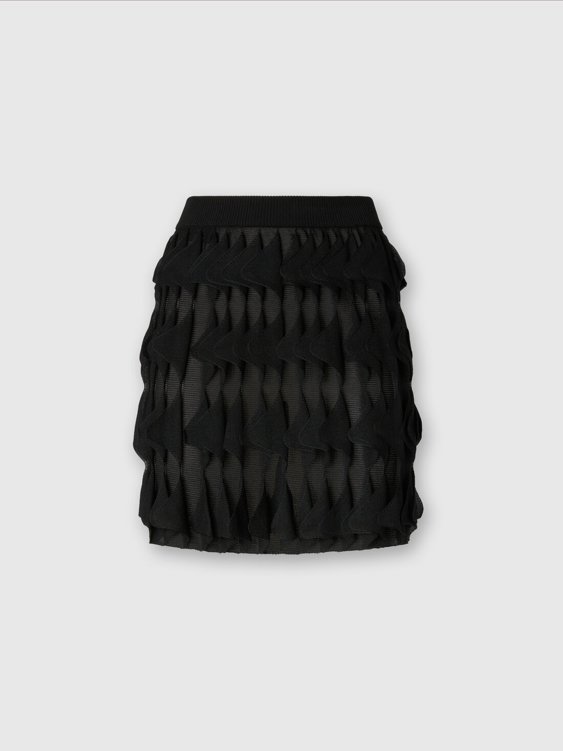 Gonna corta a balze geometriche, Nero - DS25SH0YBK01BJ93911 - 0