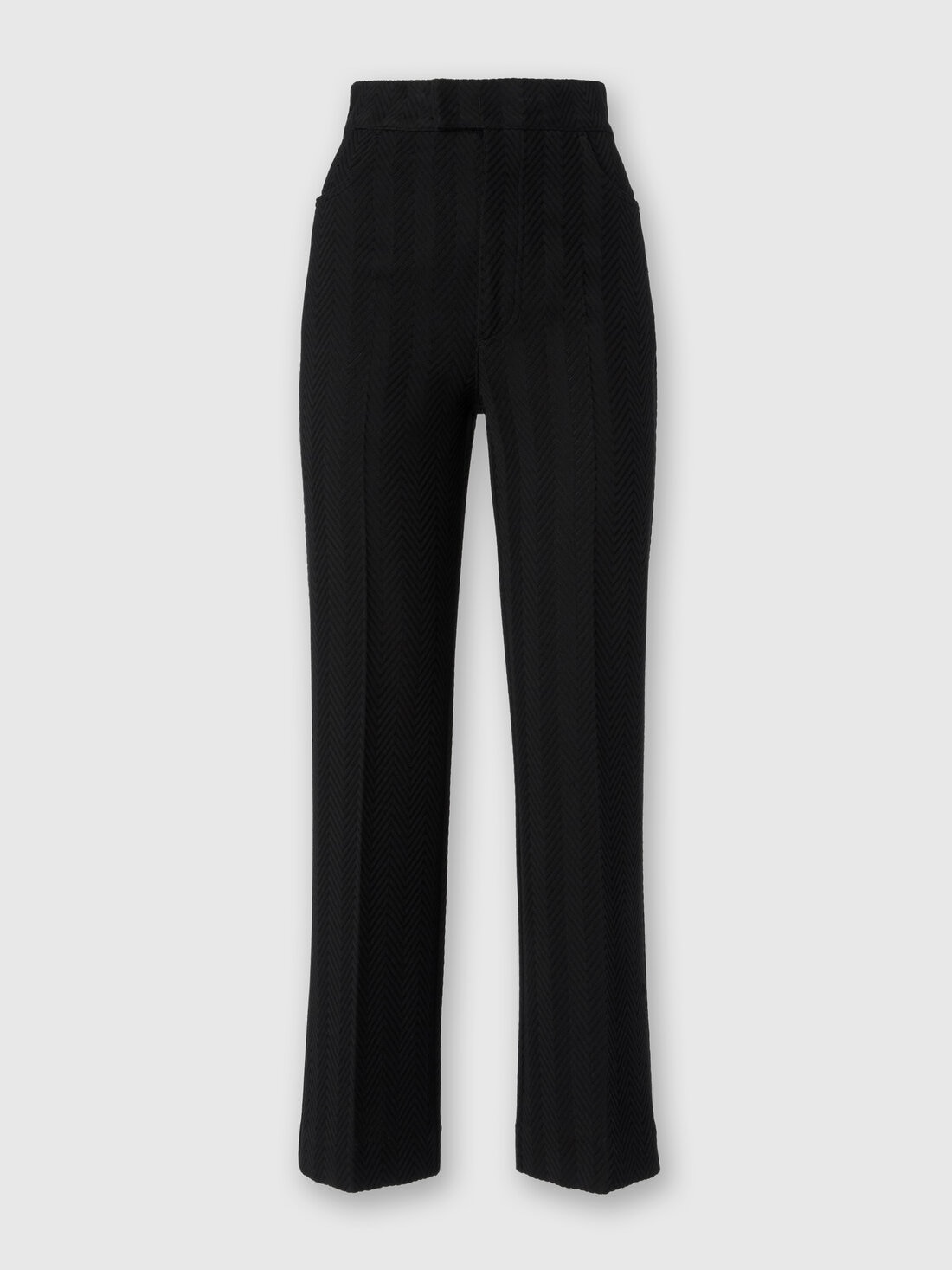 Classic trousers in cotton and zigzag viscose with cropped hem, Black - 8053147503967 - 0