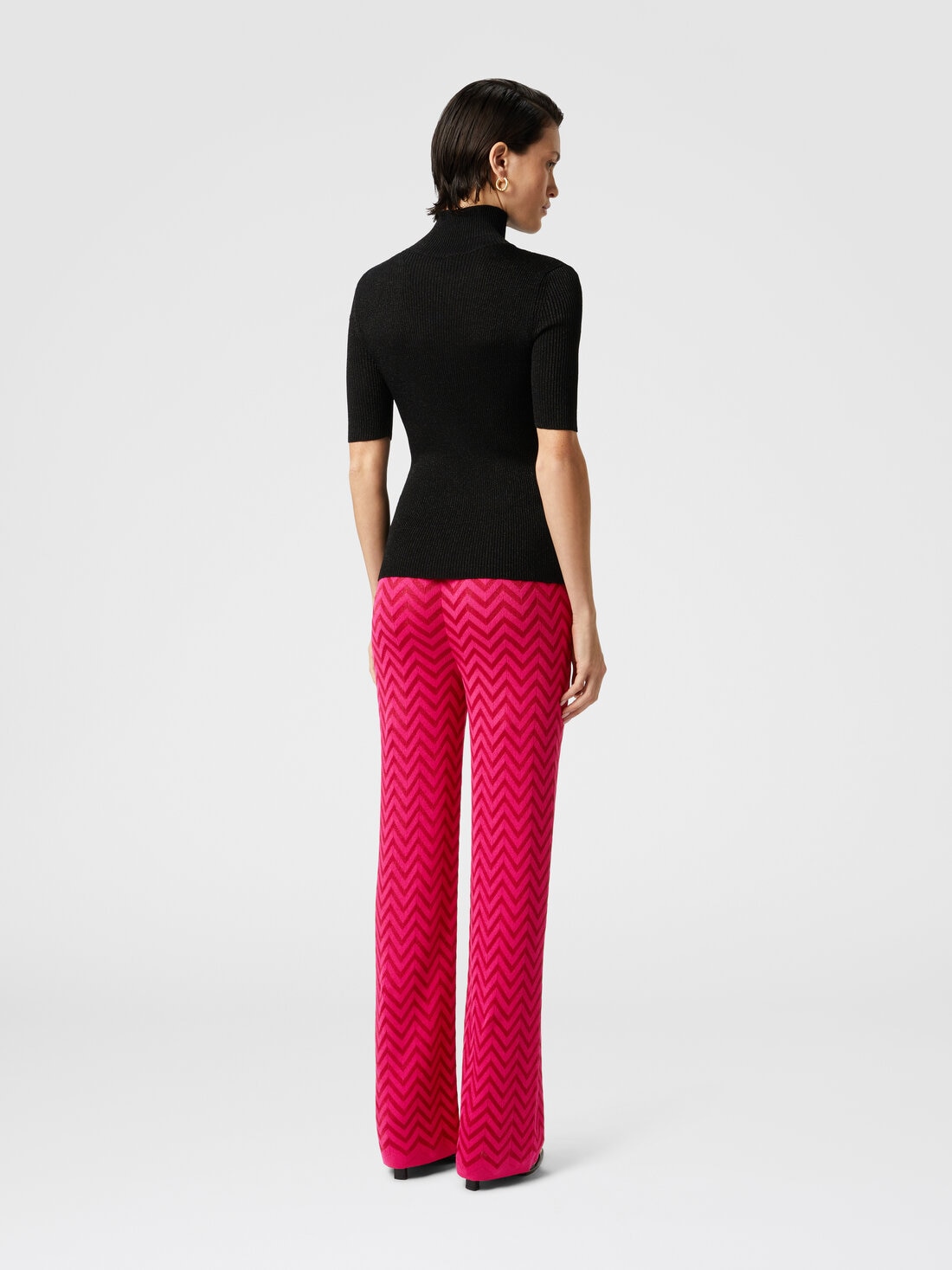 Tonal chevron pattern straight trousers, Magenta Red - DS25SI05BK044U72036 - 2