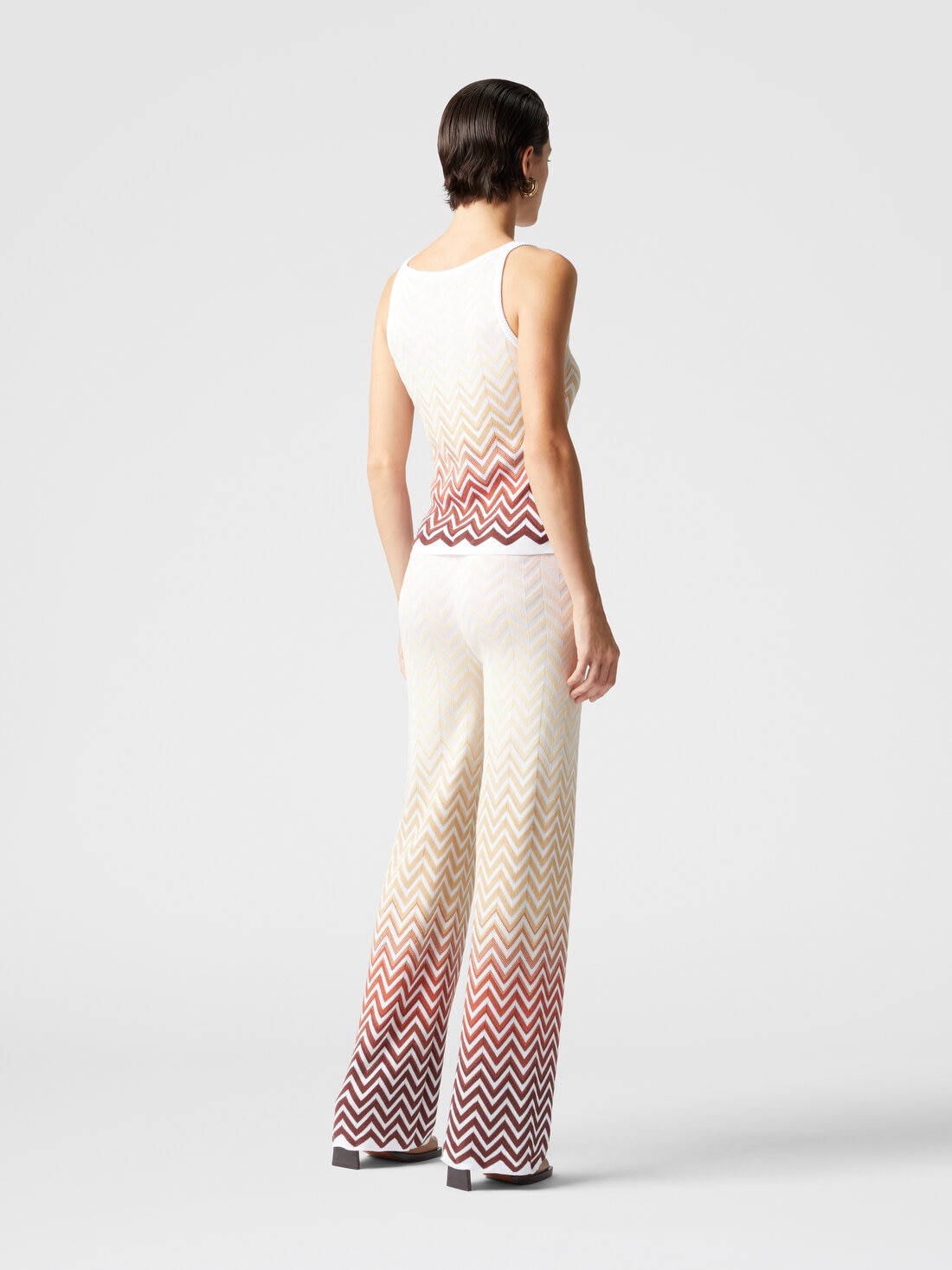 Straight trousers with dégradé chevron motif, Multicoloured  - DS25SI06BK044VSM9M9 - 2