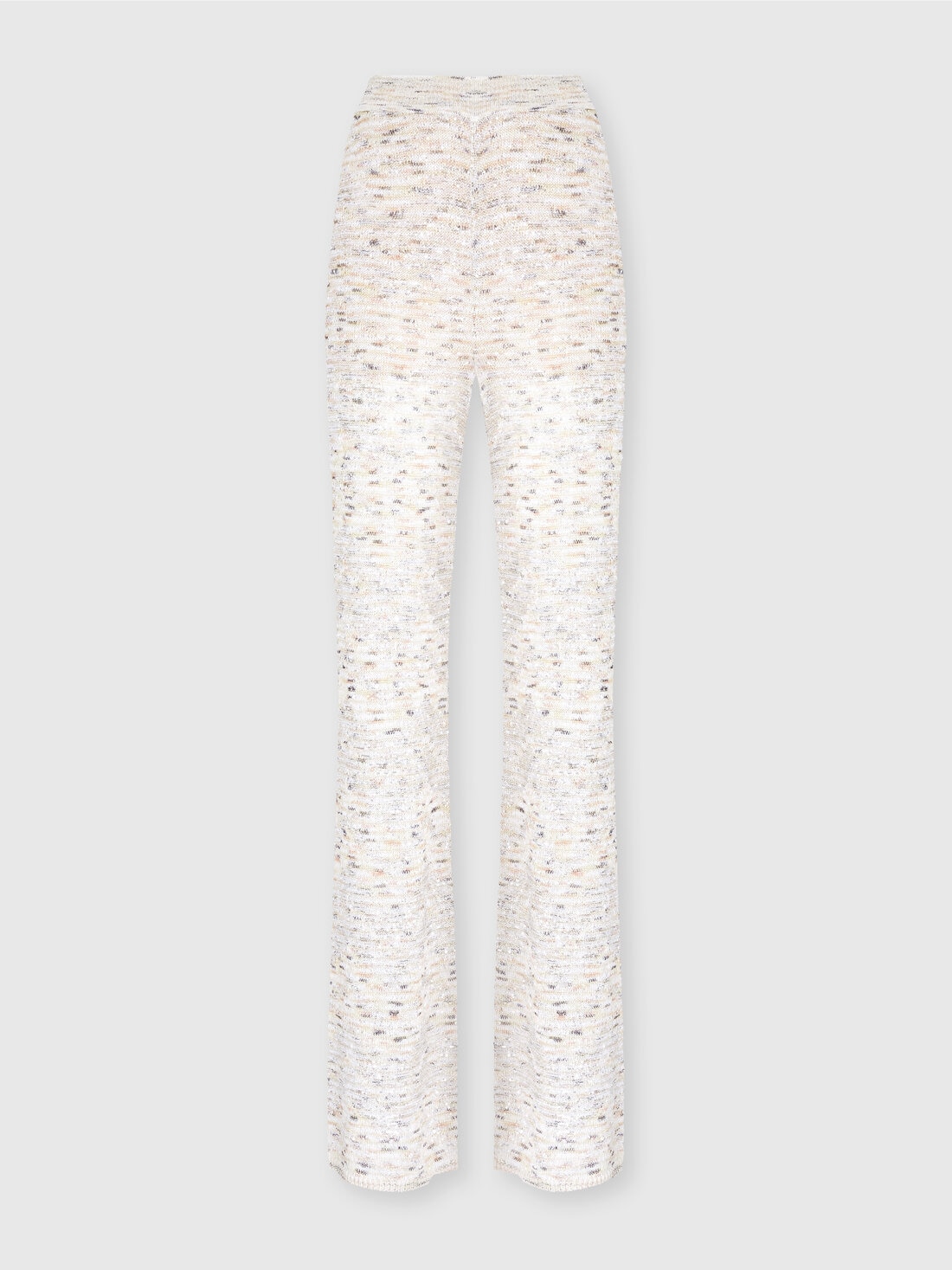 Flare trousers in slub knit with sequins, White & Beige - DS25SI0GBK045BS01GI - 0