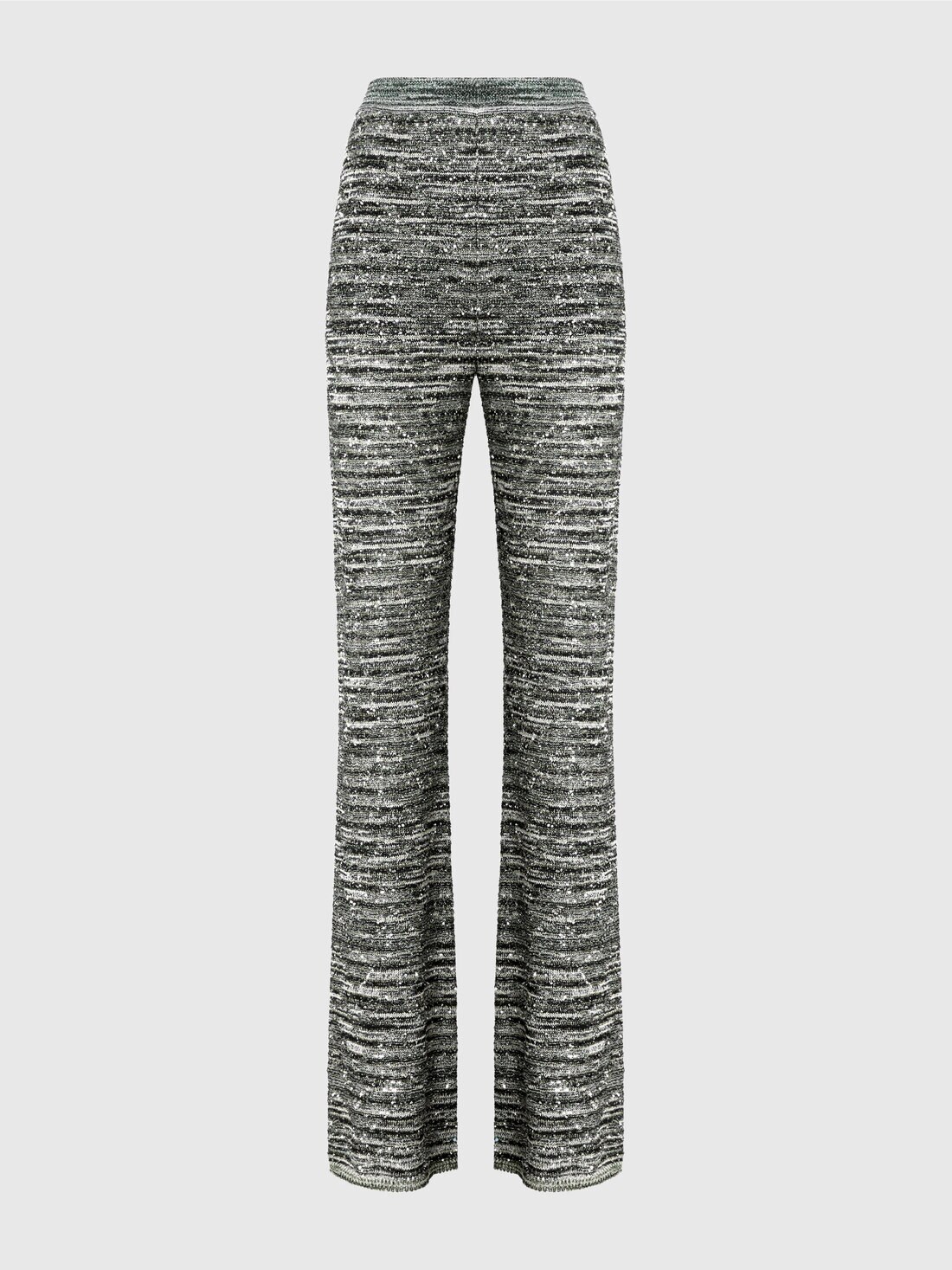 Schlaghose aus Slub-Strick mit Pailletten, Grün  & Schwarz - DS25SI0GBK045BS614L - 0