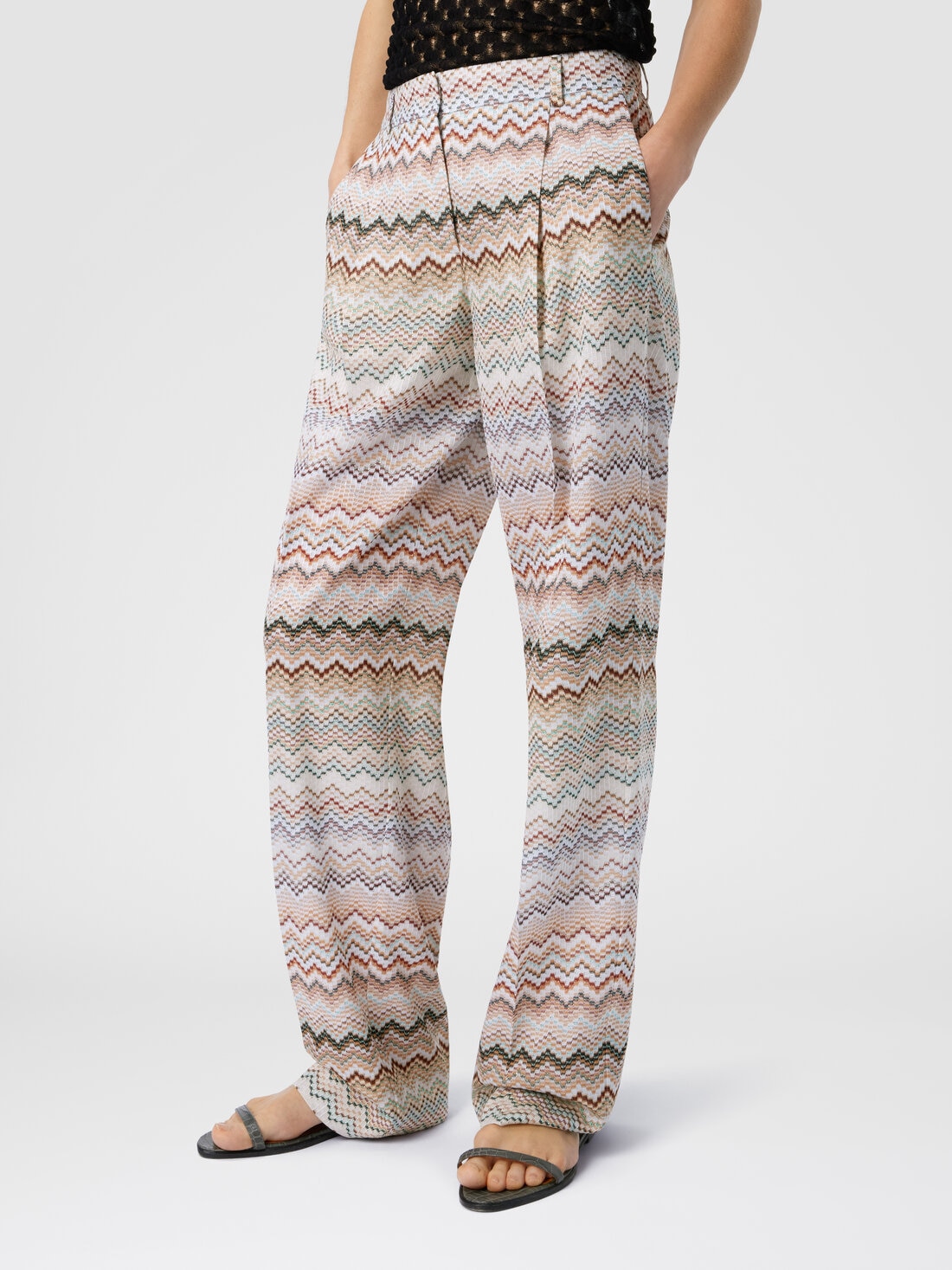 Dégradé zig zag viscose trousers, Multicoloured  - DS25SI0HBR010SS01FD - 3
