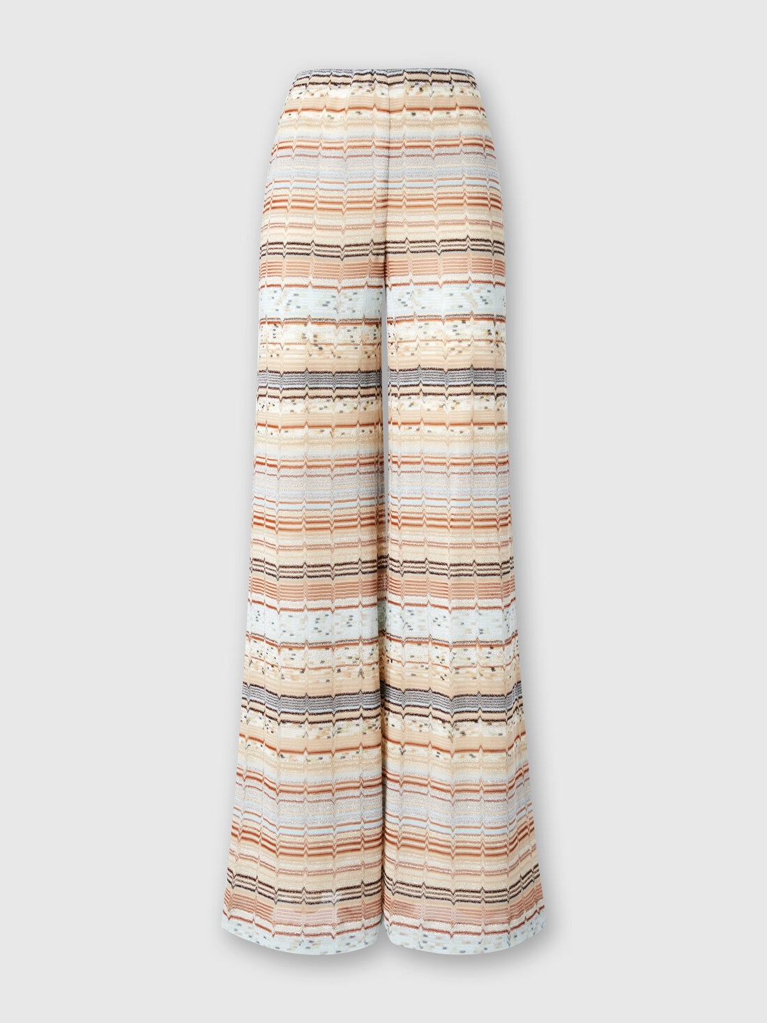 Viscose and cotton palazzo trousers with lamé zigzag fret, Multicoloured  - DS25SI0IBR010QS6143 - 0