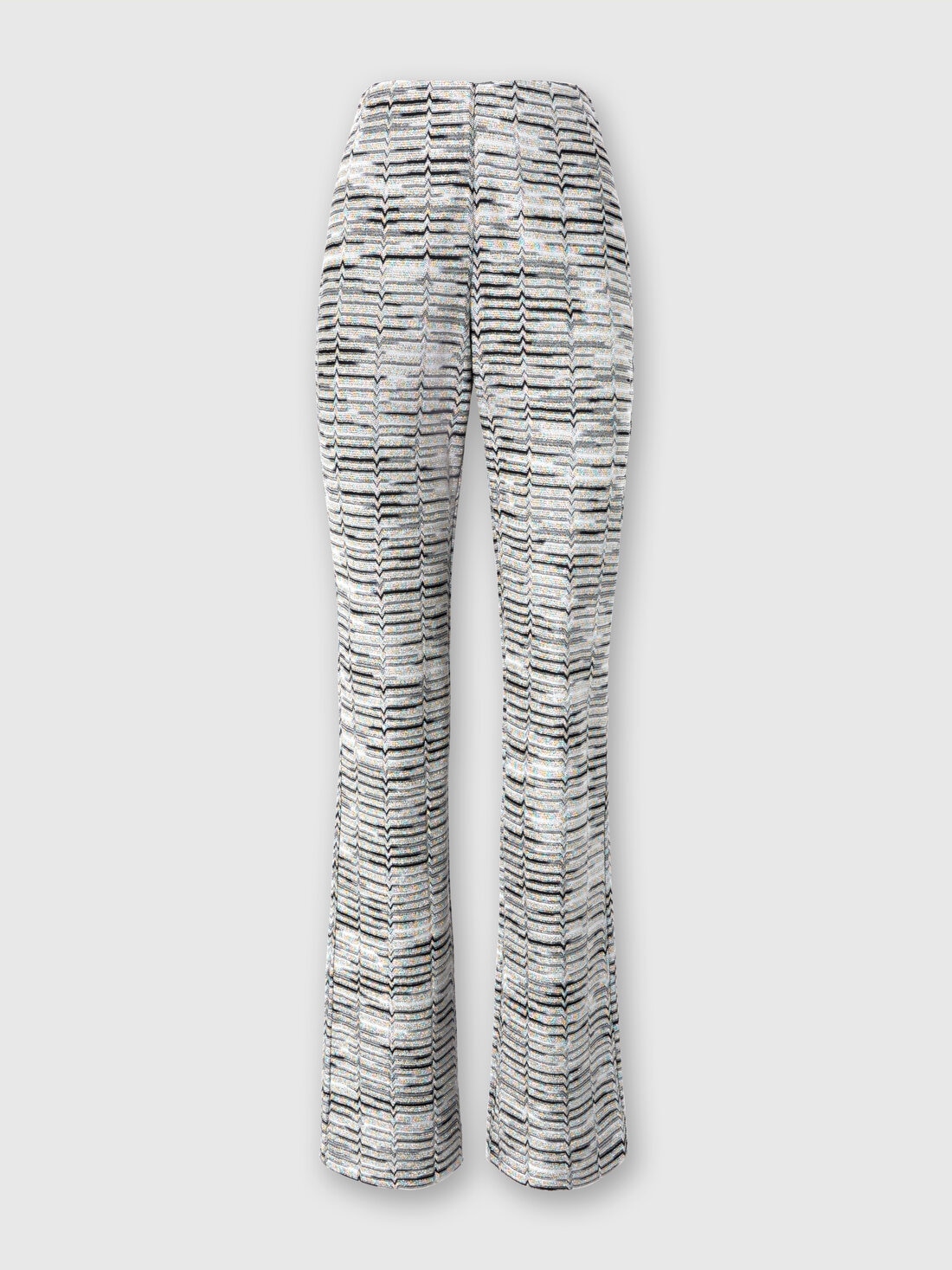 Flare trousers in viscose with Greek lamé motif, Multicoloured  - DS25SI0PBR00ZWS6142 - 0