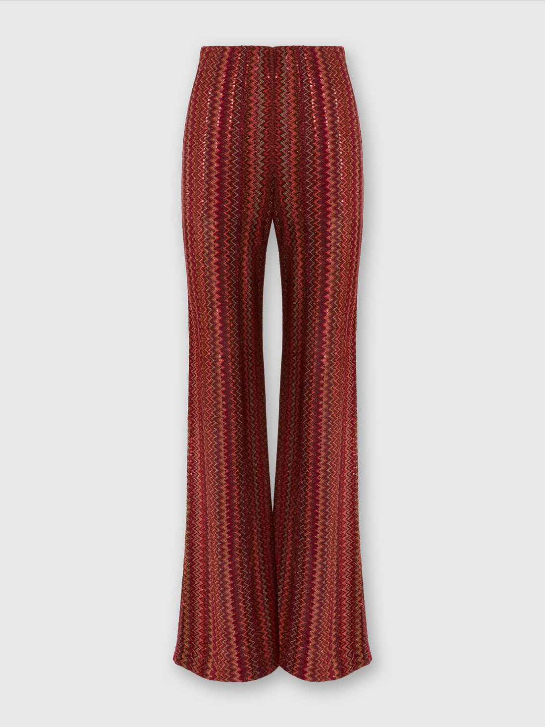 Pantalón acampanado en mezcla de viscosa en zigzag con lentejuelas, Multicolor  - DS25SI0SBR010YS5076 - 0