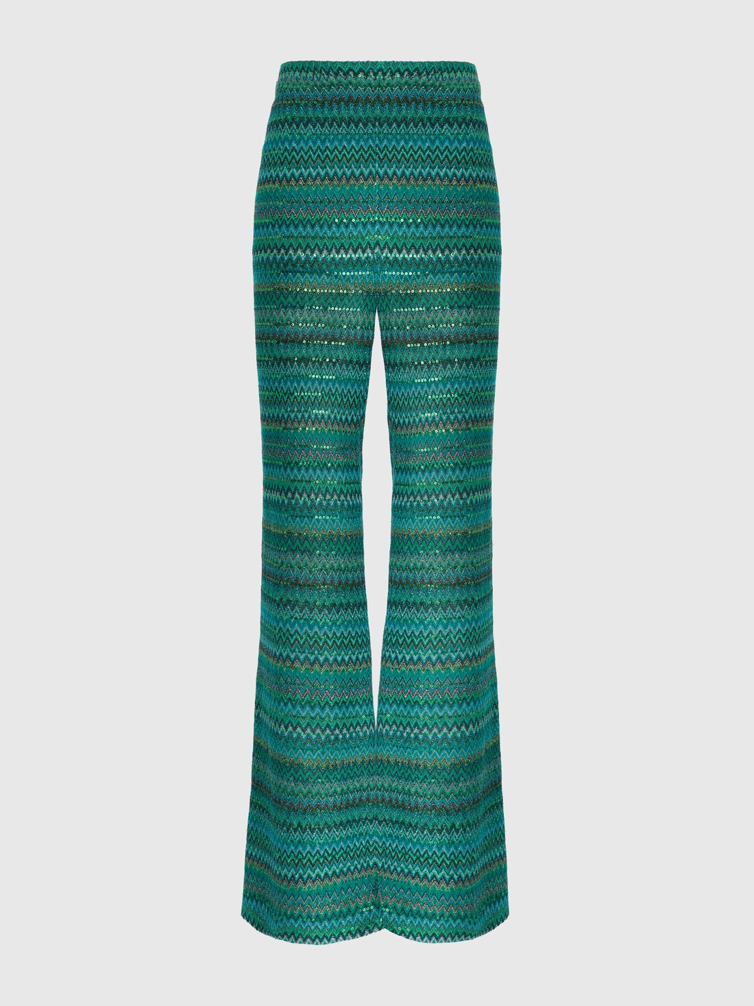 Flare trousers in zigzag viscose blend with sequins, Multicoloured  - DS25SI0SBR010YS614K - 0
