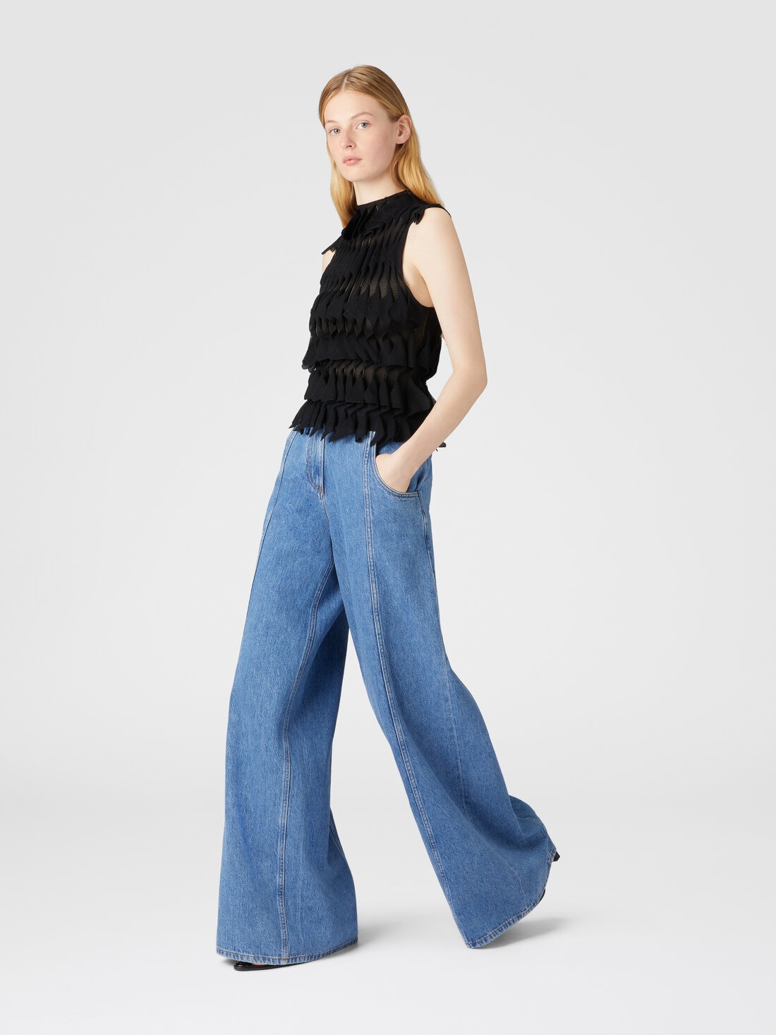 Wide-leg denim pants, Light Blue - DS25SI1DBW00YCS72M8 - 3