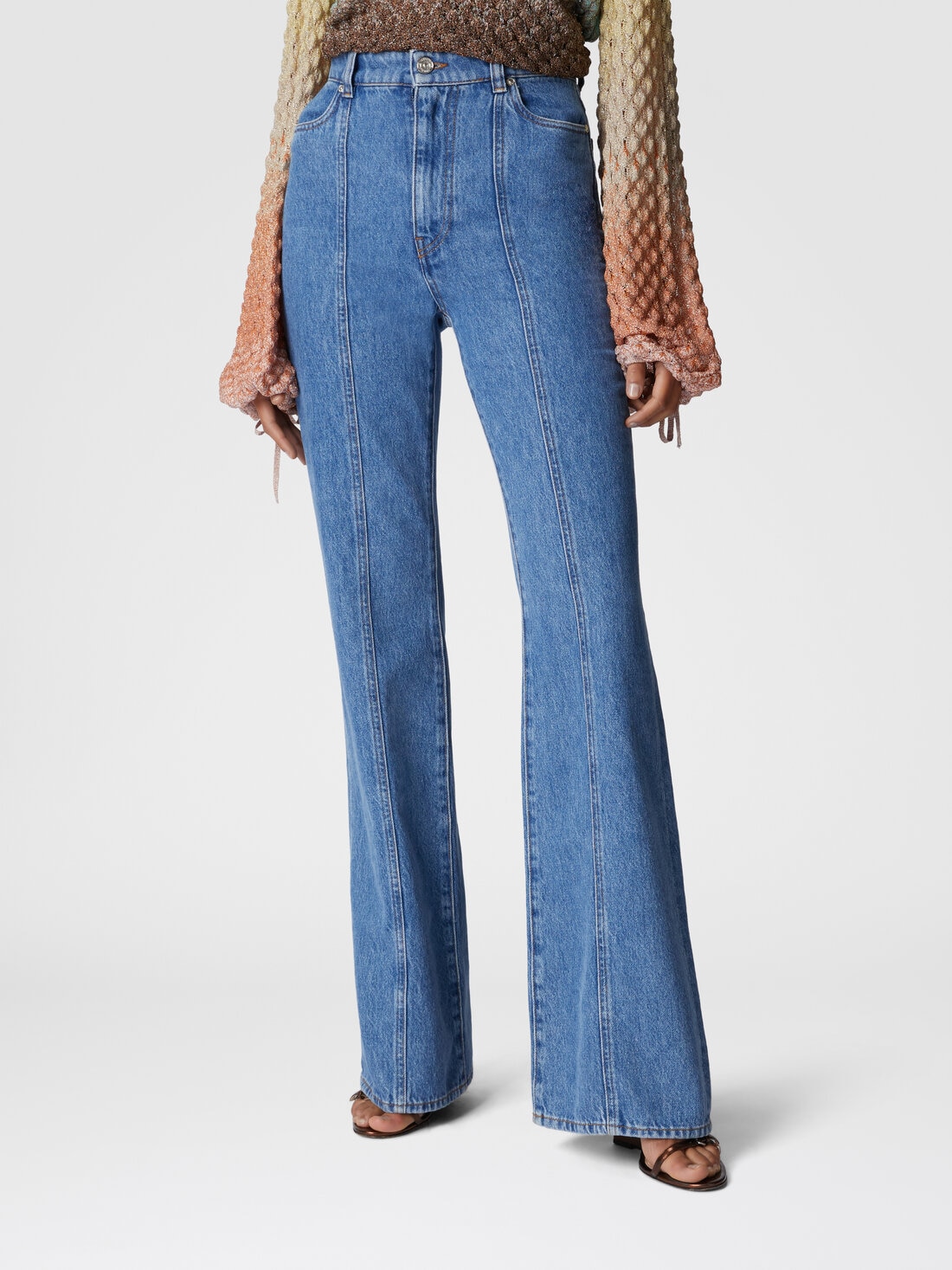 Pantalones de cinco bolsillos en denim de cintura alta, Azul Claro - DS25SI1EBW00YCS72M8 - 3