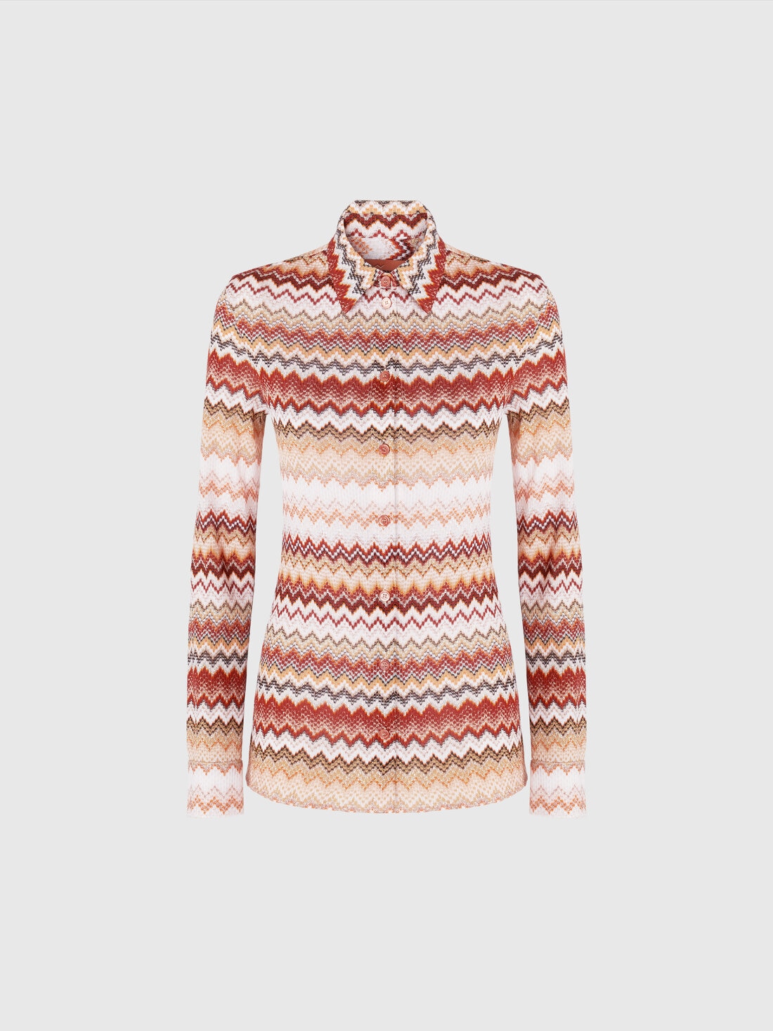 Shirt with serrated lamé zig zag pattern, Multicoloured  - DS25SJ06BR00ZVS10BB - 0
