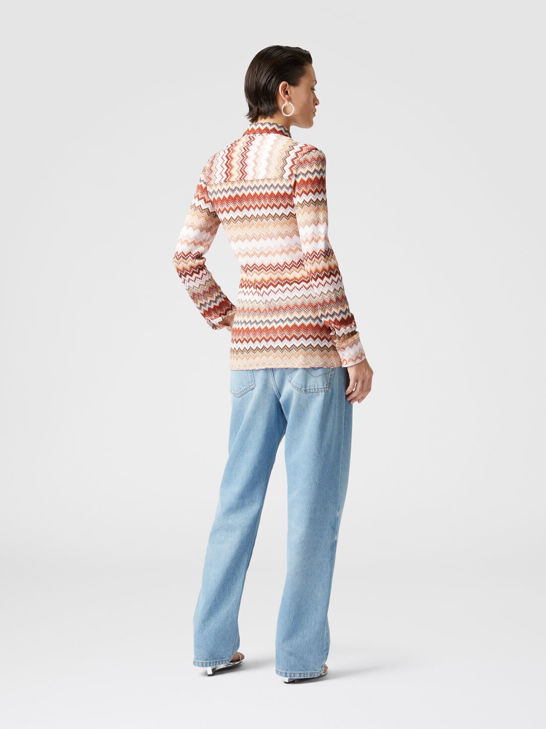 Shirt with serrated lamé zig zag pattern, Multicoloured  - DS25SJ06BR00ZVS10BB - 2