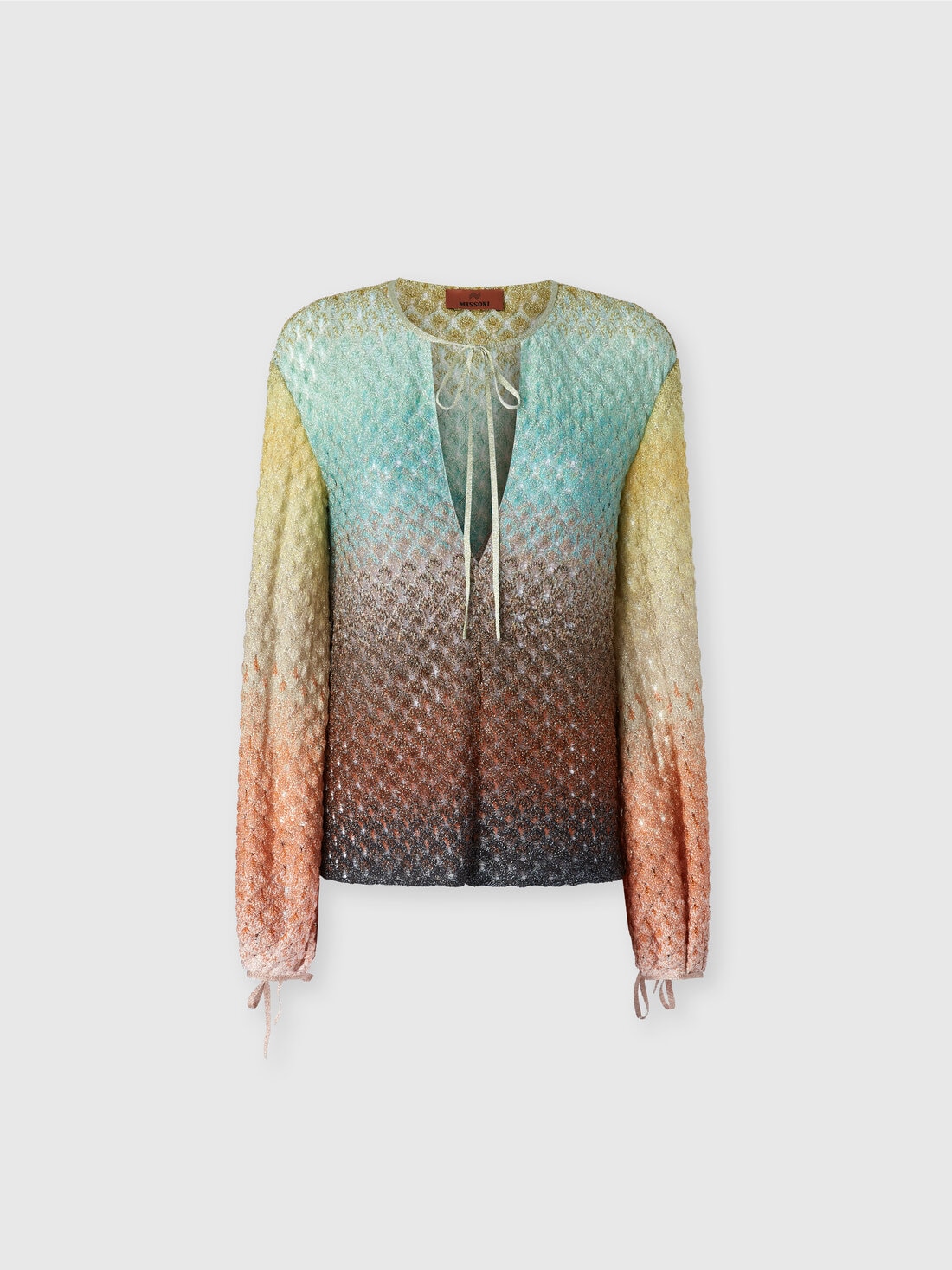 Dégradé lace blouse with V-neck, Multicoloured  - DS25SJ0RBR0134S6154 - 0