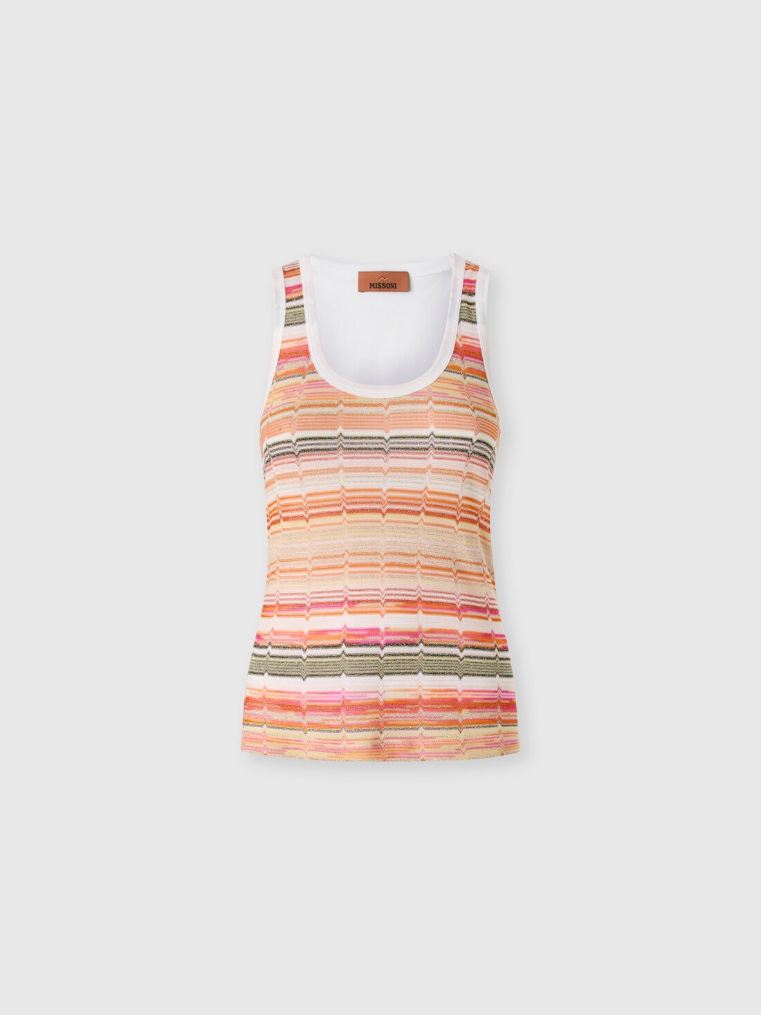 Tank top with knitted insert in greek lamé motif, Multicoloured  - DS25SK0GBJ00N5S01GE - 0