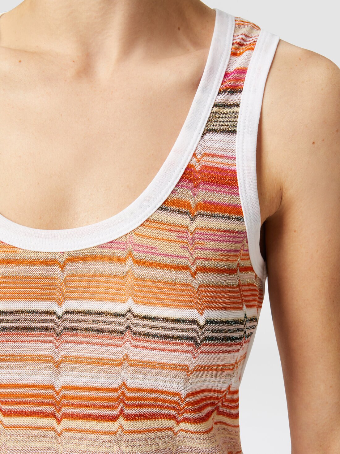 Tank top with knitted insert in greek lamé motif, Multicoloured  - DS25SK0GBJ00N5S01GE - 4