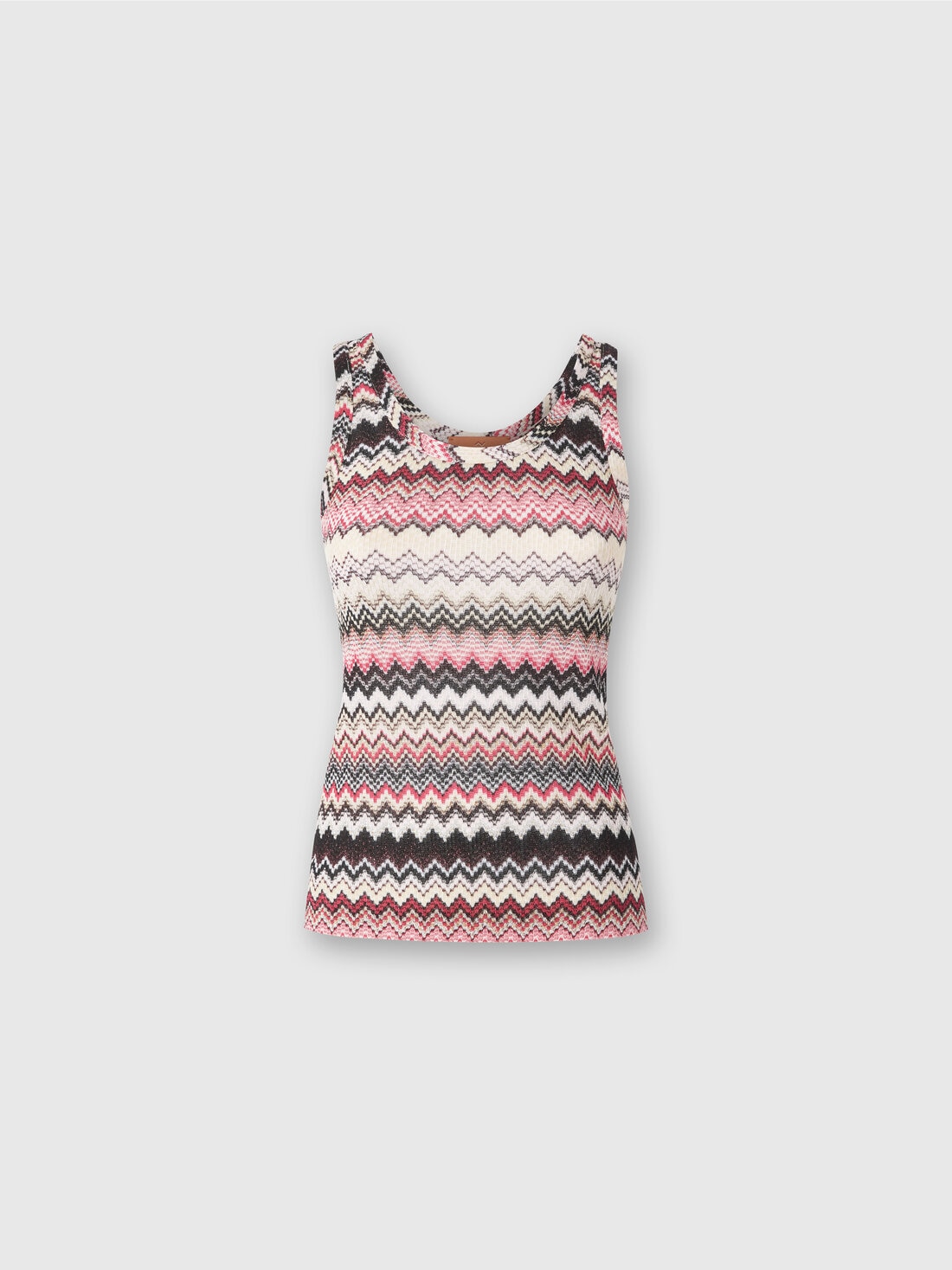 Tank top with serrated lamé zigzag pattern, Multicoloured  - DS25SK0TBR00ZVSM9KQ - 0