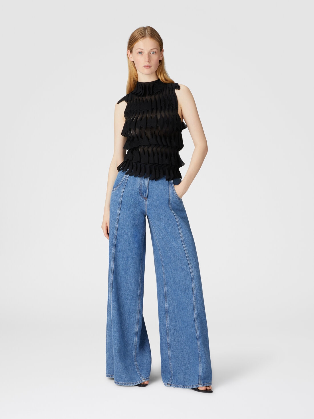 Top sans manches avec volants, Noir - DS25SK1IBK01BJ93911 - 1