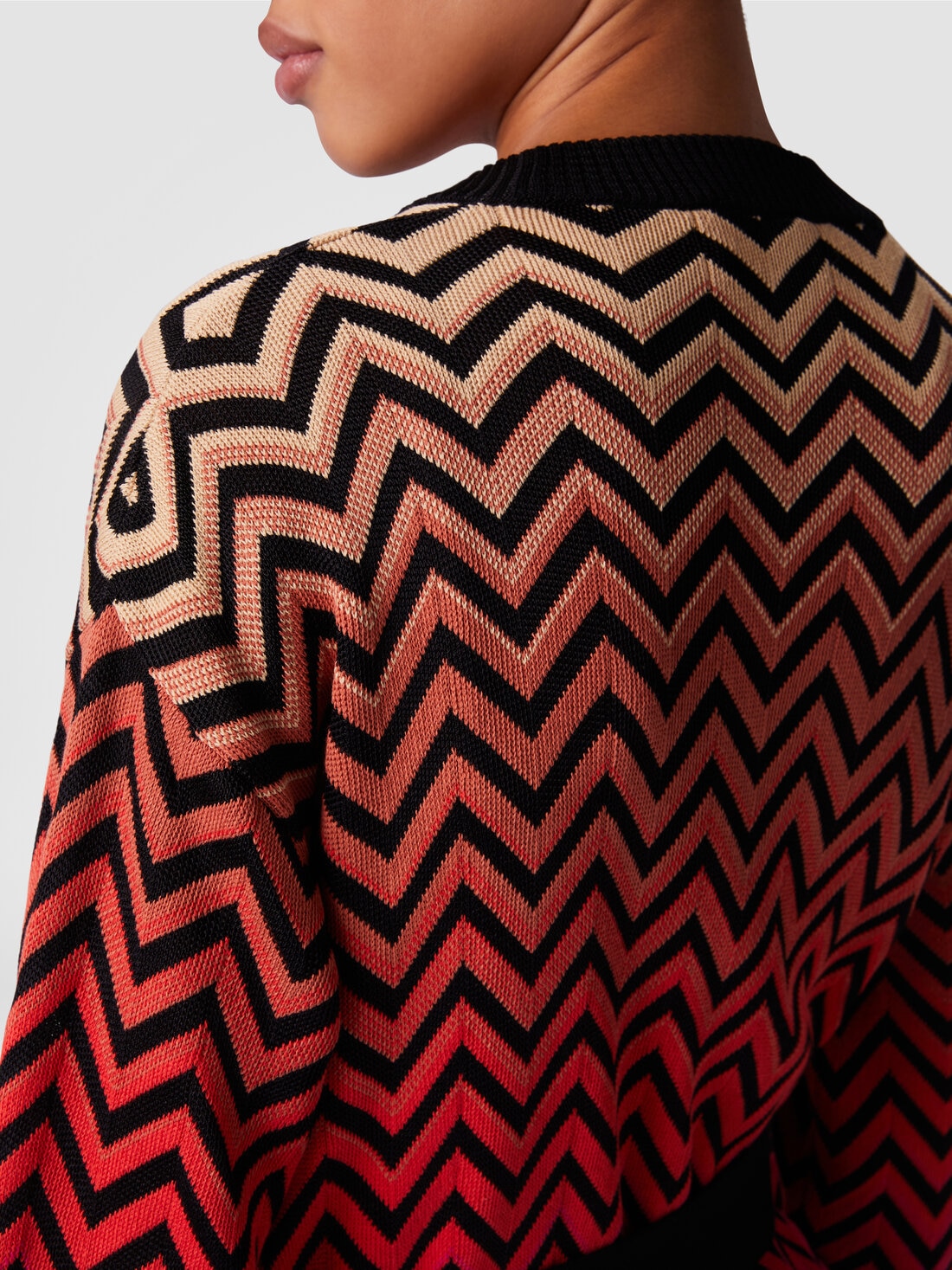 Dégradé chevron motif cardigan with belt, Multicoloured  - DS25SM07BK044VSM9MA - 4