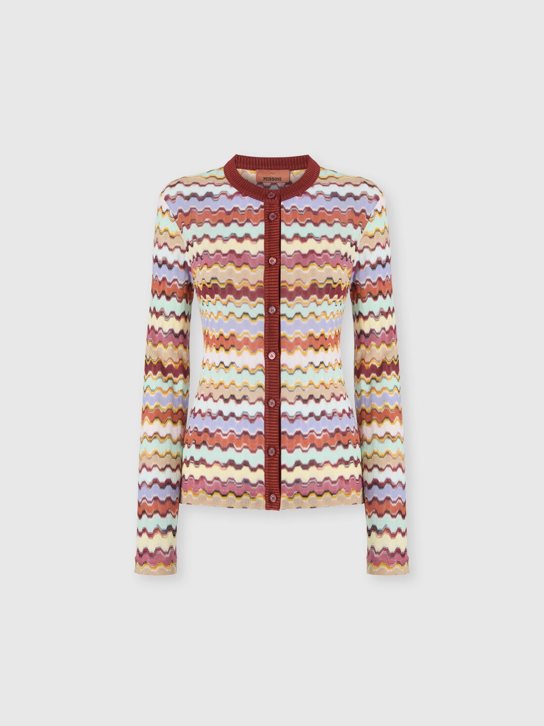 Raschel crew neck cardigan, Multicoloured - DS25SM0MBR014BSM9U5 - 0