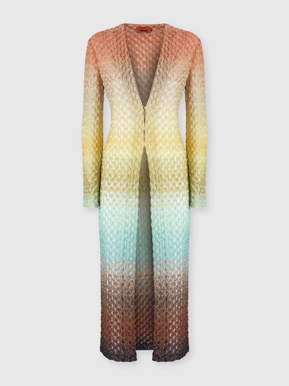 Langer Cardigan aus Spitze und Lamé, Mehrfarbig  - DS25SM14BR0134S6154 - 0