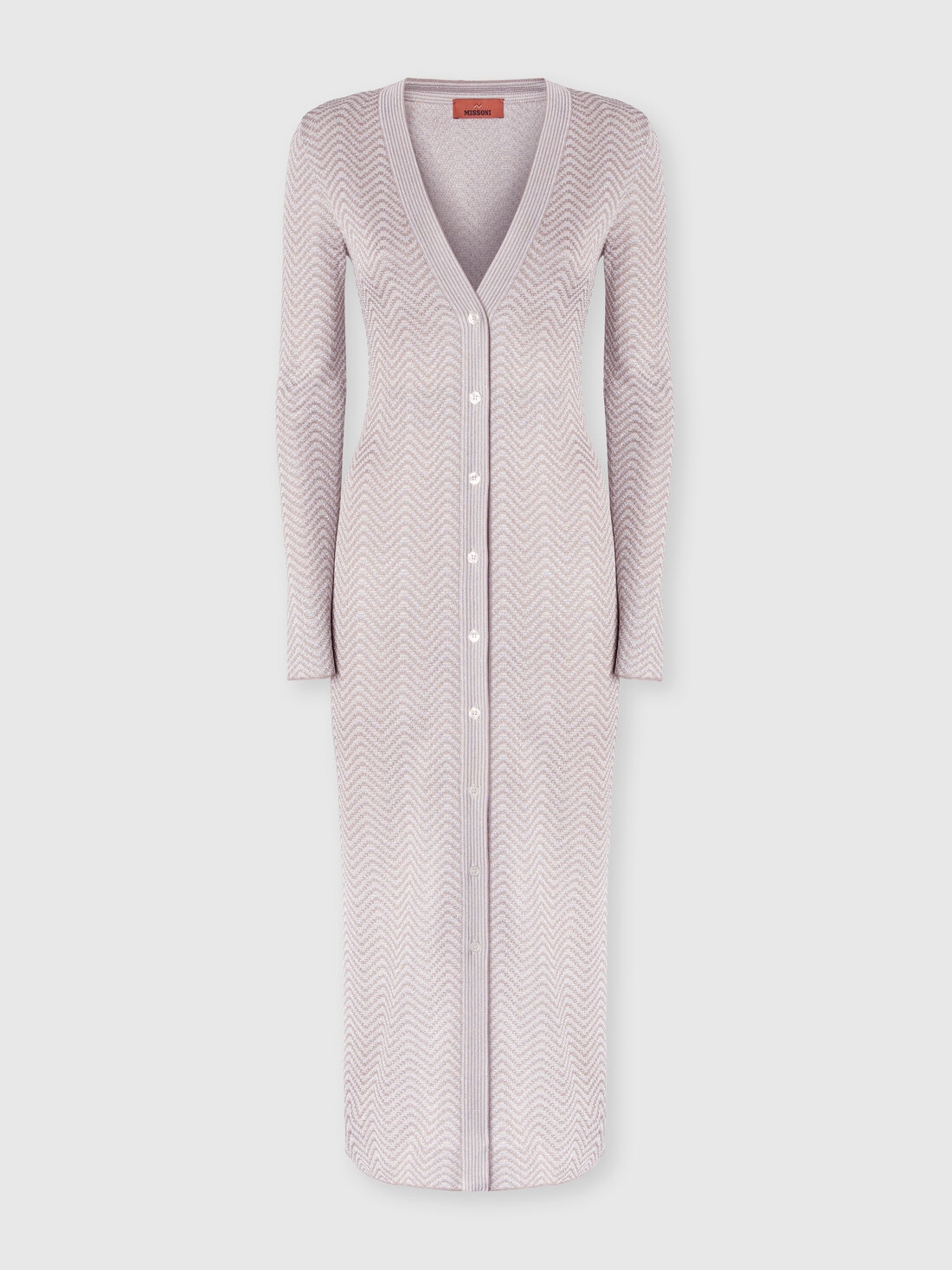 Long cardigan with wave pattern, White & Beige - DS25SM1GBK01BGS01IZ - 0