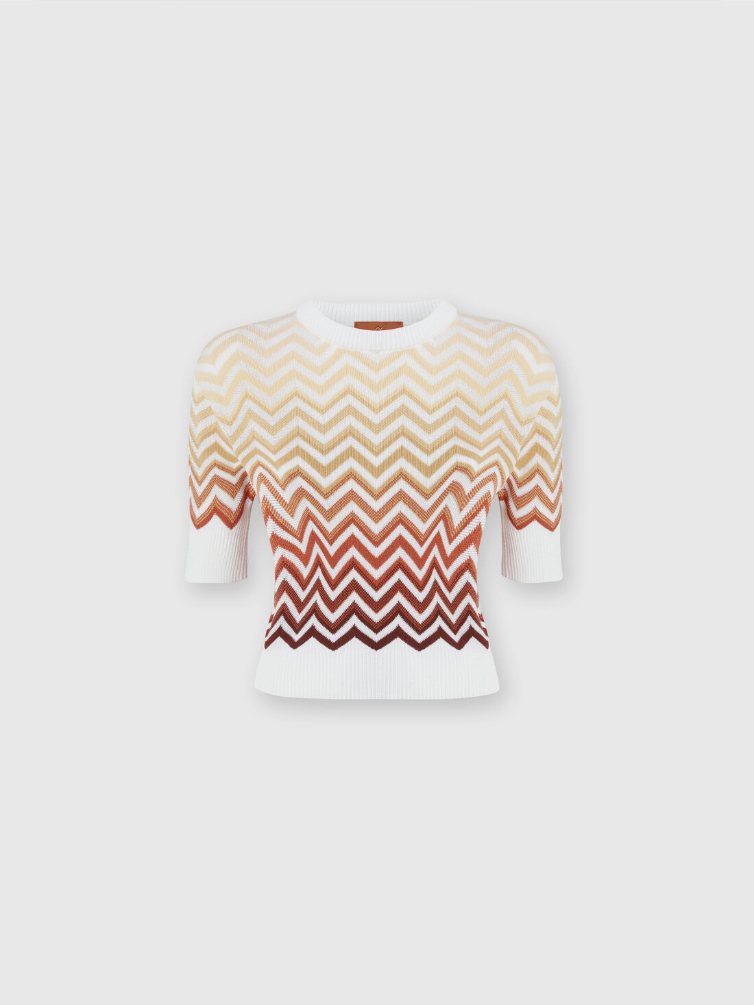 Short-sleeved crewneck sweater with dégradé chevron motif, Multicoloured  - DS25SN08BK044VSM9M9 - 0