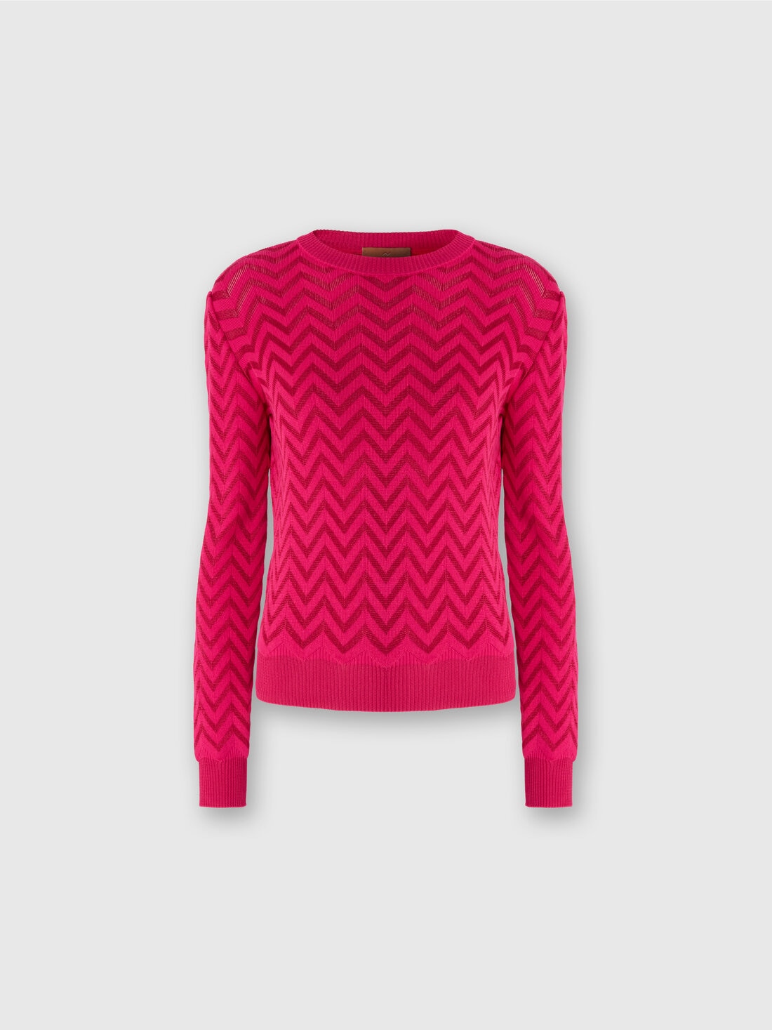Tone-on-tone chevron crewneck sweater, Magenta Red - DS25SN09BK044U72036 - 0