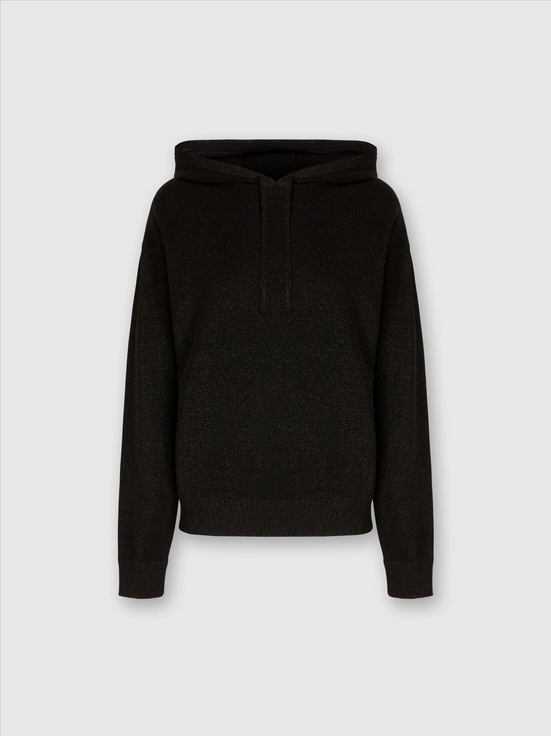 Lamé viscose hooded sweatshirt, Black - DS25SW01BK045AS91NK - 0