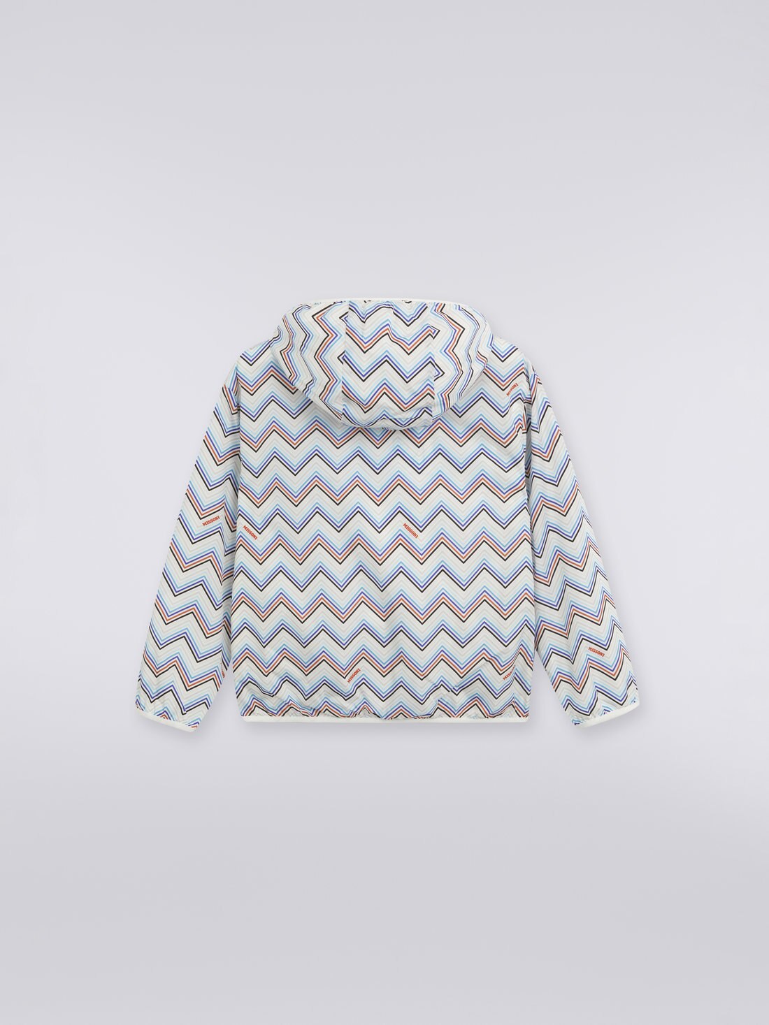Nylon zigzag windbreaker jacket with hood, Multicoloured  - 8051575932618 - 1