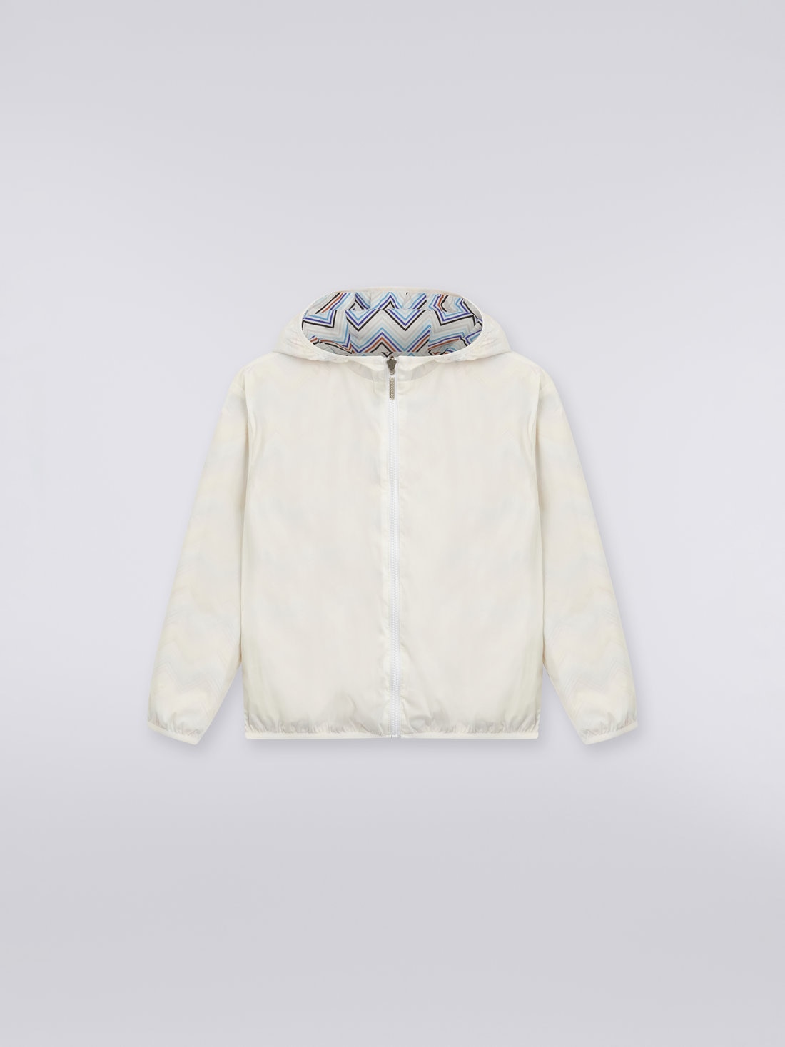 Nylon zigzag windbreaker jacket with hood, Multicoloured  - 8051575932618 - 2