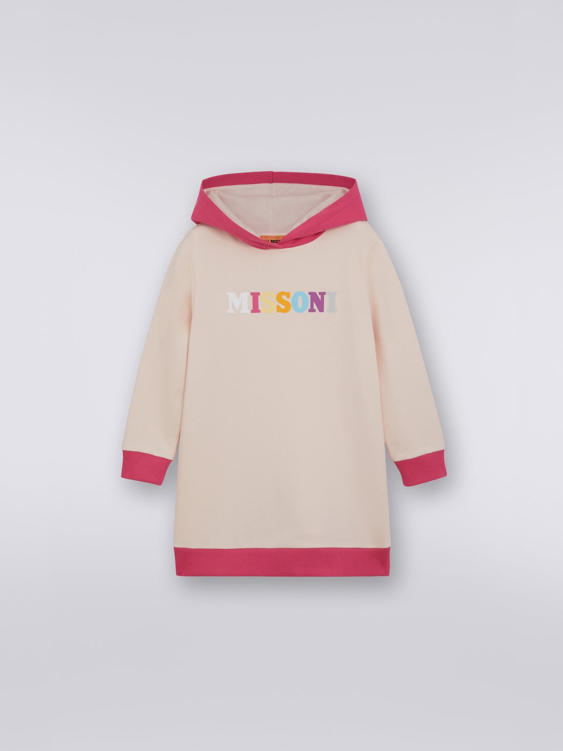 Robe en coton avec capuche et logo multicolore, Rose   - 8051575932816 - 0