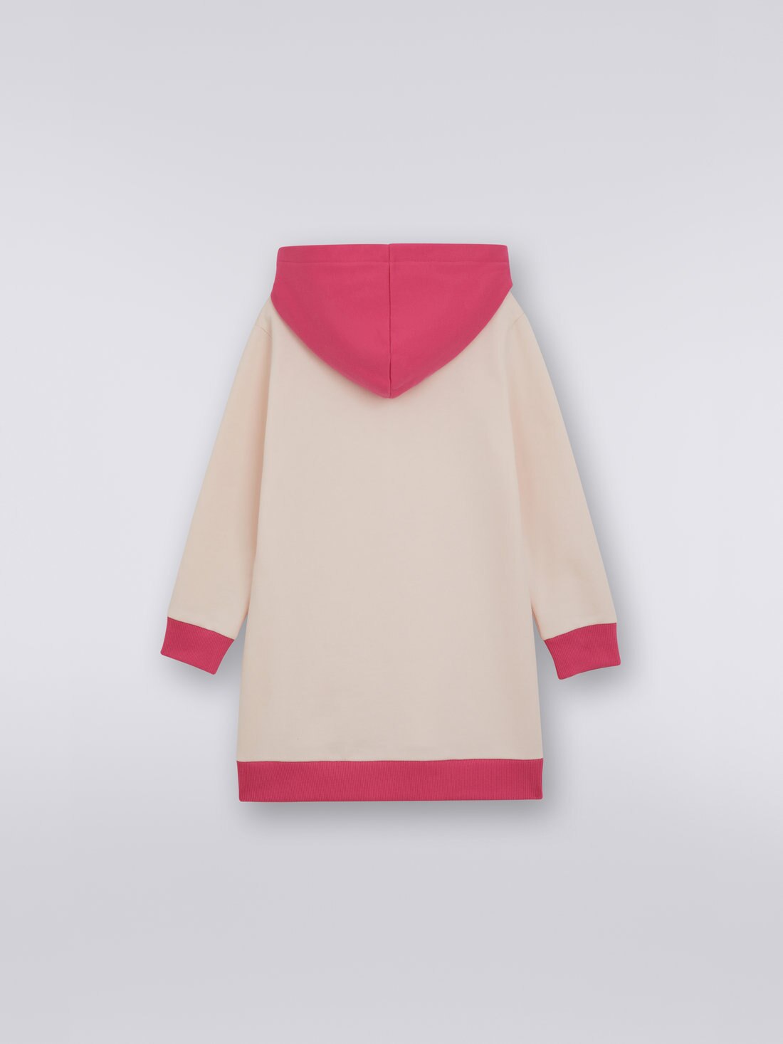 Robe en coton avec capuche et logo multicolore, Rose   - 8051575932816 - 1