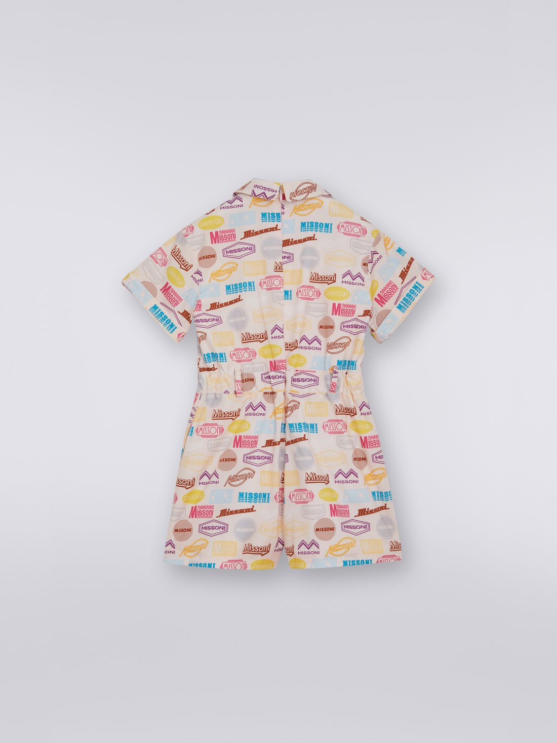 Kurzer Baumwoll-Jumpsuit mit kurzen Ärmeln und Logo, Mehrfarbig  - 8051575933035 - 1