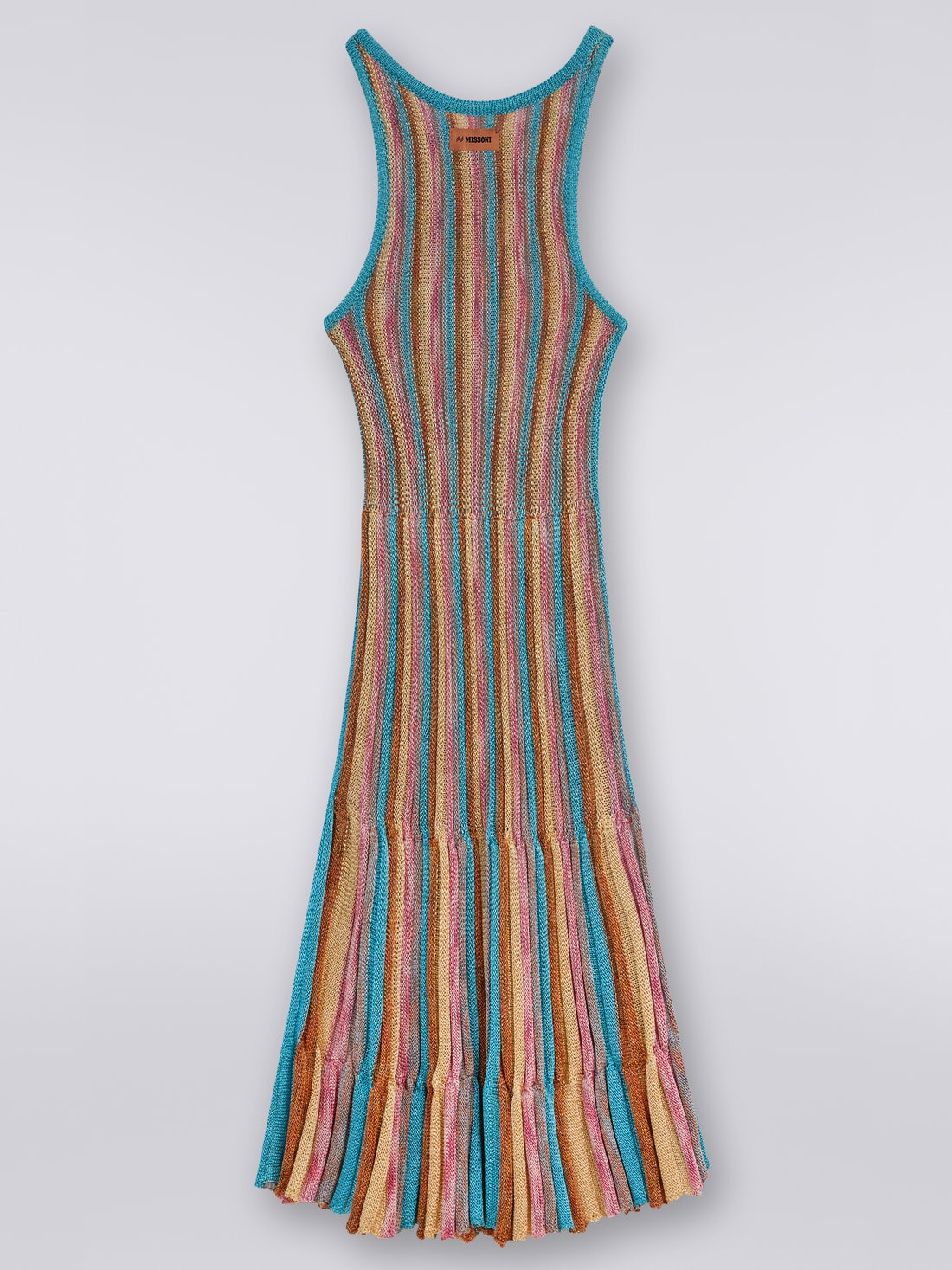 Robe longue à rayures multicolores avec lurex et bordures contrastantes, Multicolore  - 8051575933448 - 1