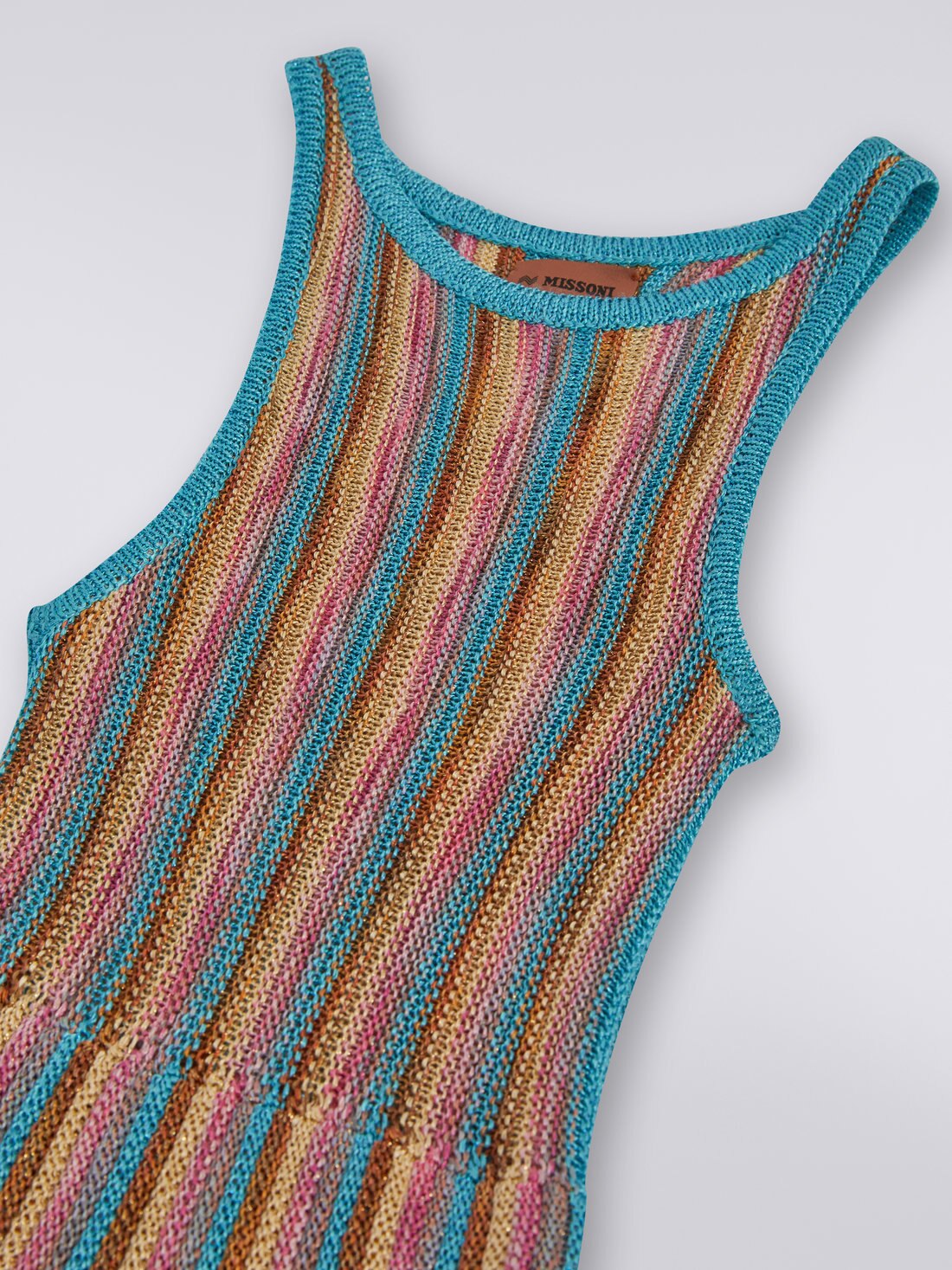 Robe longue à rayures multicolores avec lurex et bordures contrastantes, Multicolore  - 8051575933448 - 2