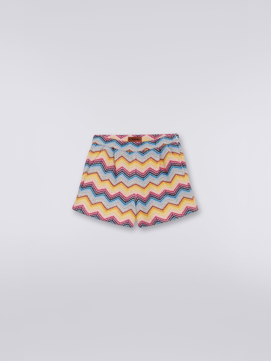 Cotton blend chevron crocheted shorts, Multicoloured  - 8051575933769 - 0