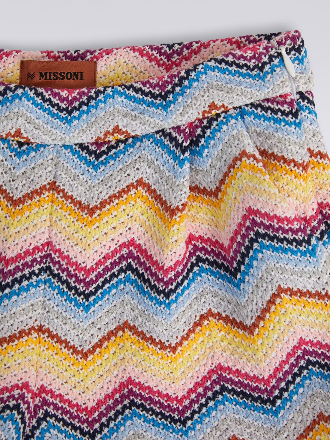 Cotton blend chevron crocheted shorts, Multicoloured  - 8051575933769 - 2
