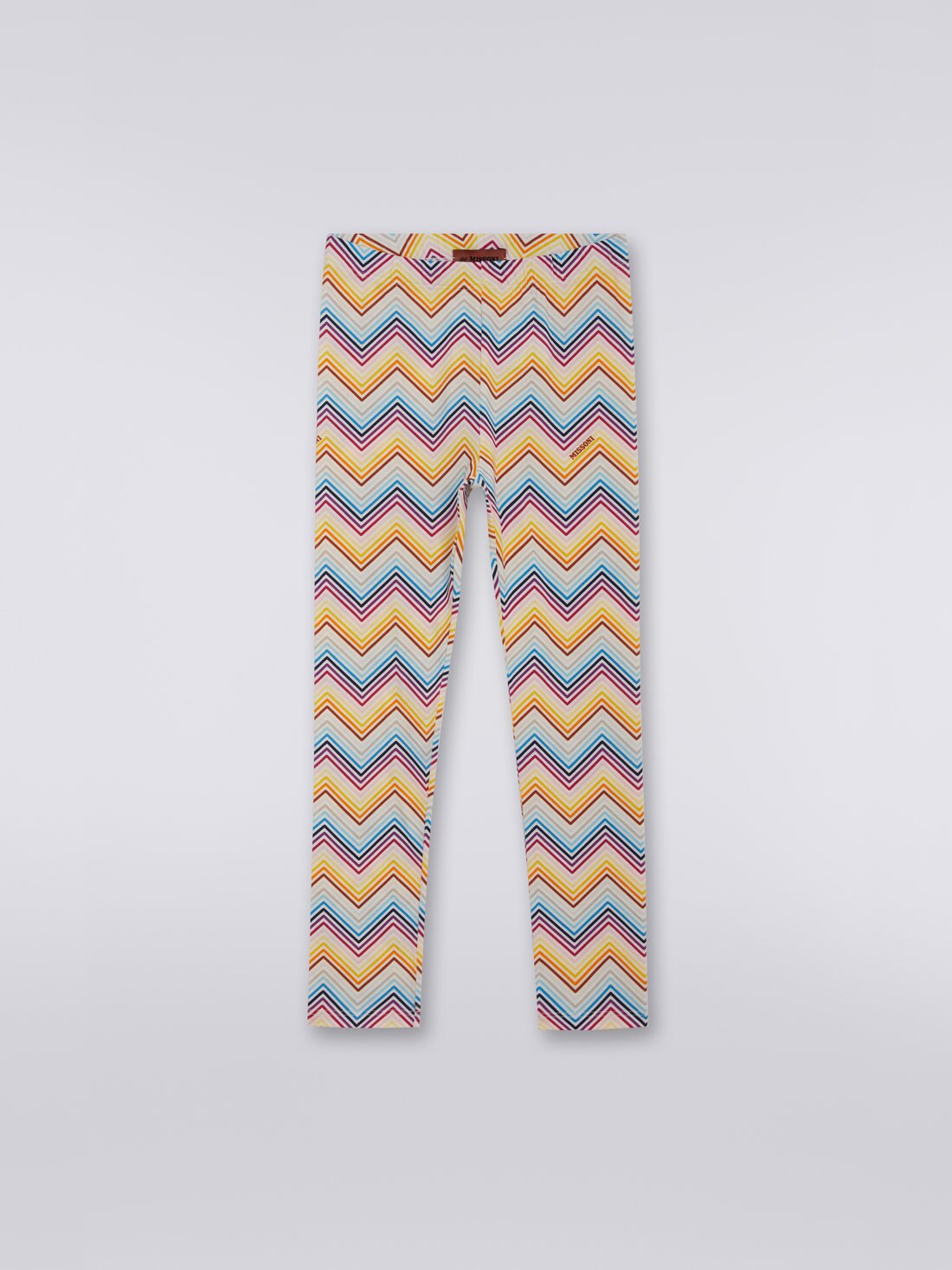 Stretch cotton jersey chevron leggings Multicoloured