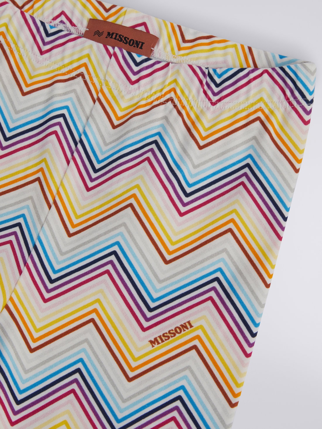 Stretch cotton jersey chevron leggings Multicoloured