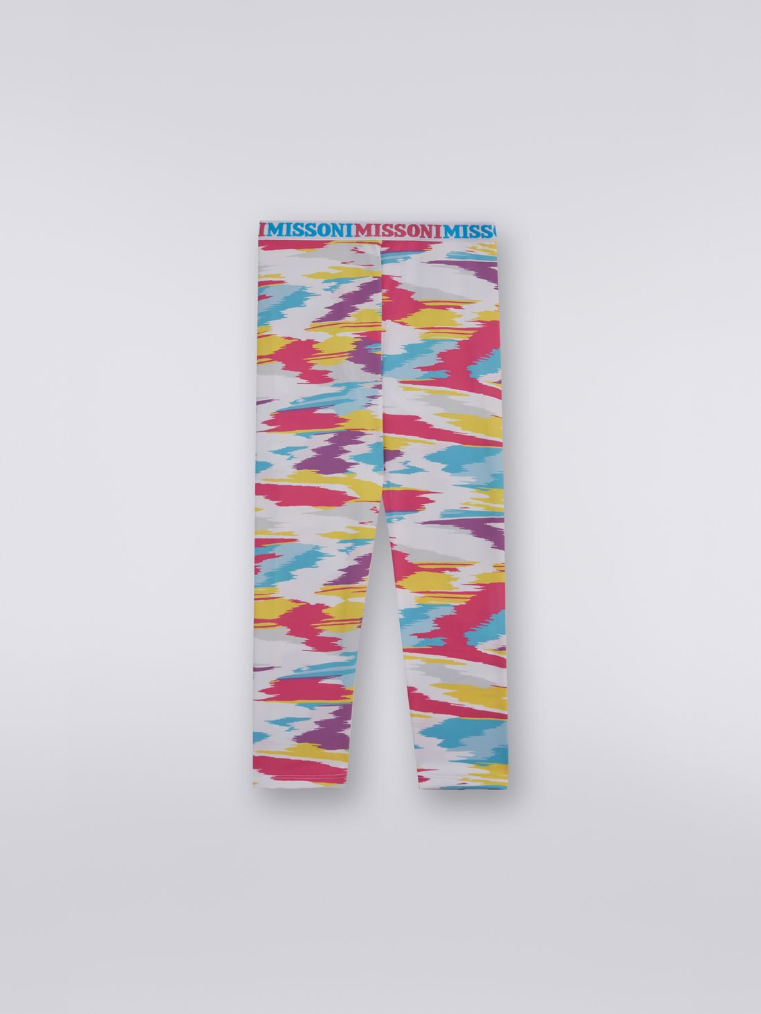 Baumwoll-Leggings in Flammgarnoptik mit elastischem Logostreifen, Mehrfarbig  - 8051575934094 - 0