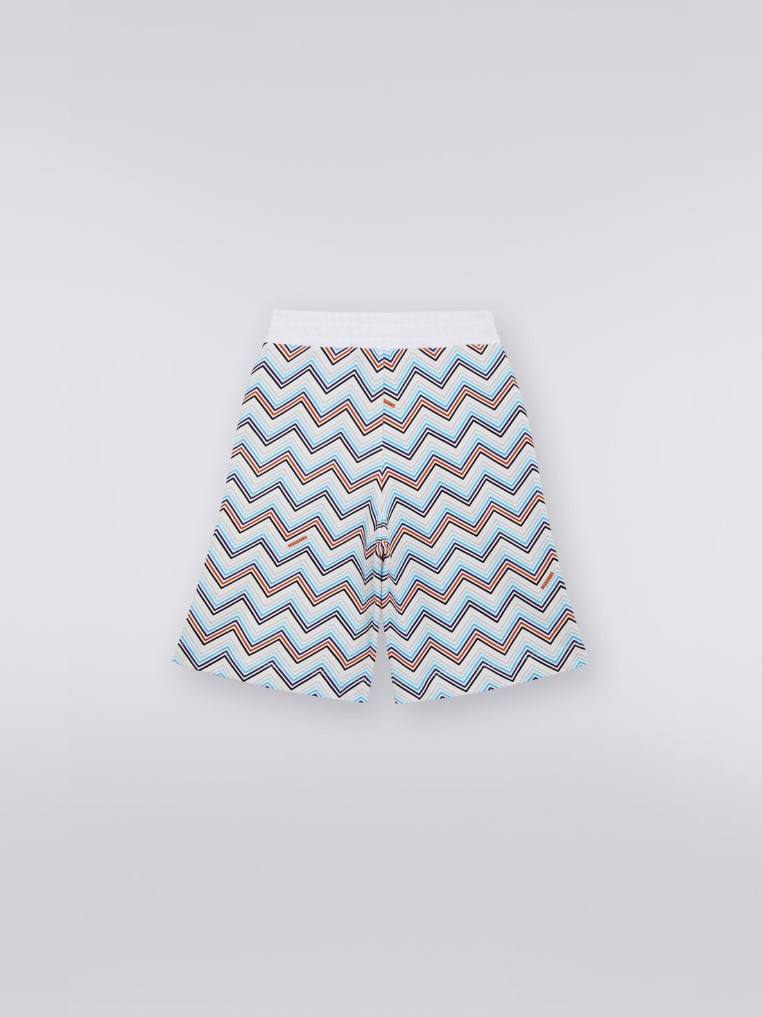 Plain cotton shorts with zigzag patterned back, Multicoloured  - 8051575835445 - 1