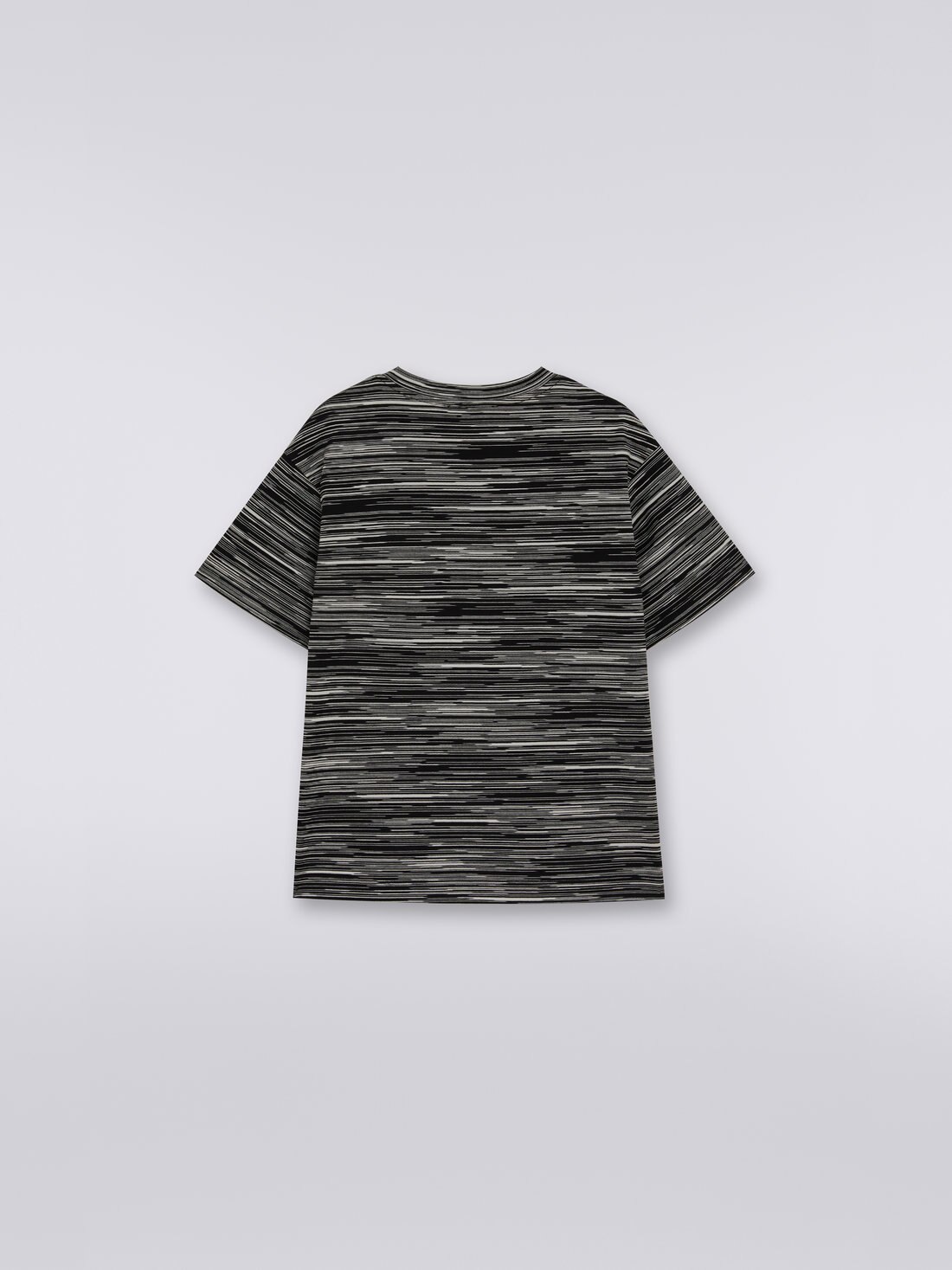 Rundhals-T-Shirt aus Baumwolle in Flammgarnoptik, Weiß & Schwarz - 8051575935336 - 1